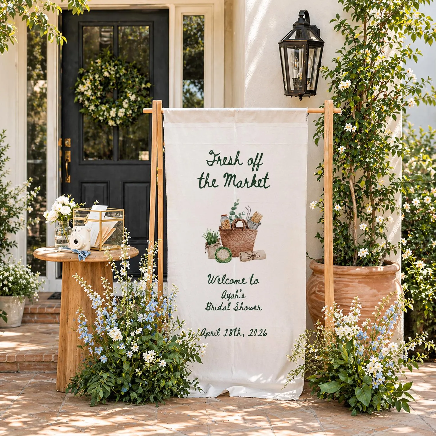 Fresh Off the Market Bridal Shower Banner, Farmers Market Theme Welcome Sign, Personalized Bridal Shower Backdrop Decor