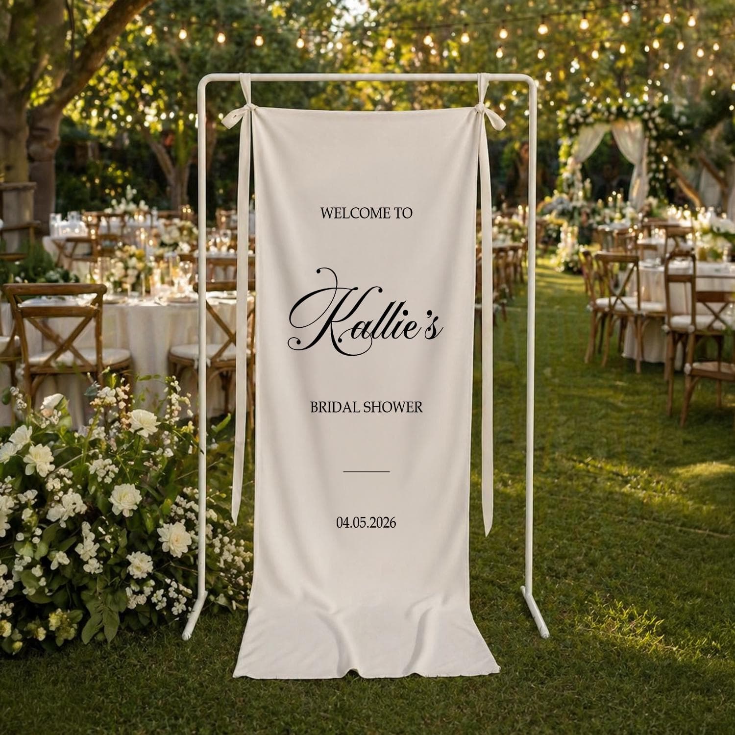 Minimalist Bridal Shower Welcome Banner, Personalized Bridal Shower Sign, Elegant Custom Wedding Shower Backdrop - image 4