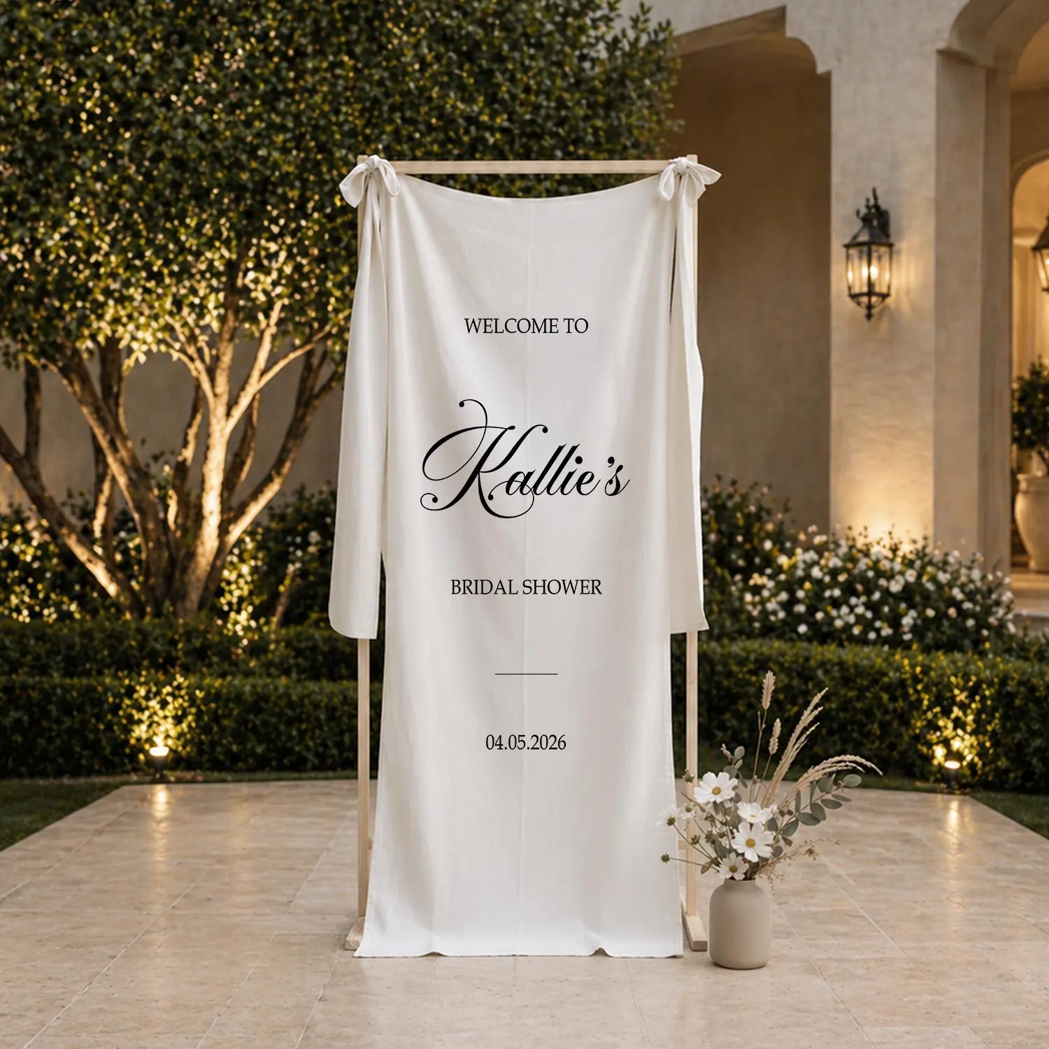 Minimalist Bridal Shower Welcome Banner, Personalized Bridal Shower Sign, Elegant Custom Wedding Shower Backdrop