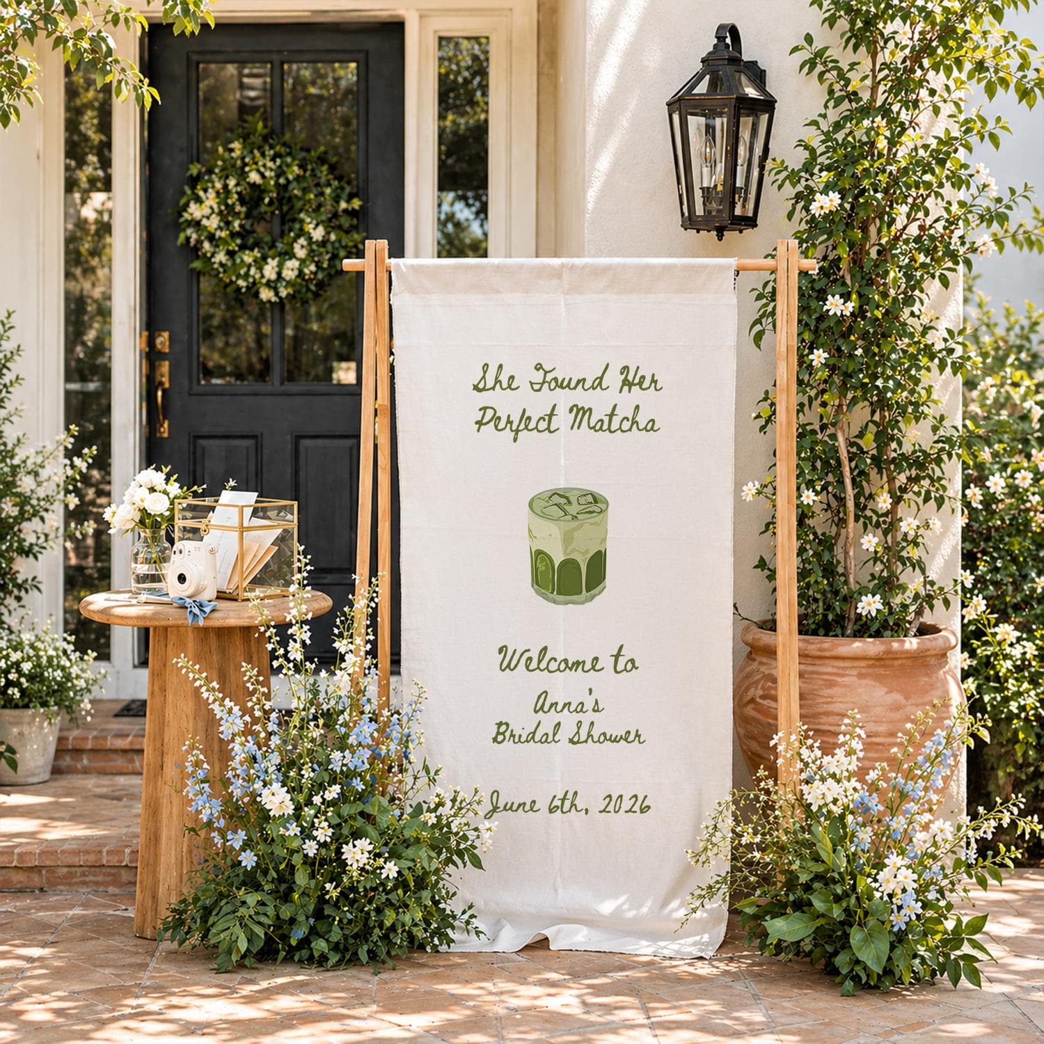 Matcha Bridal Shower Banner, She Found Her Perfect Matcha Sign, Custom Bridal Shower Tapestry, Tea Party Wedding Decor - image 3