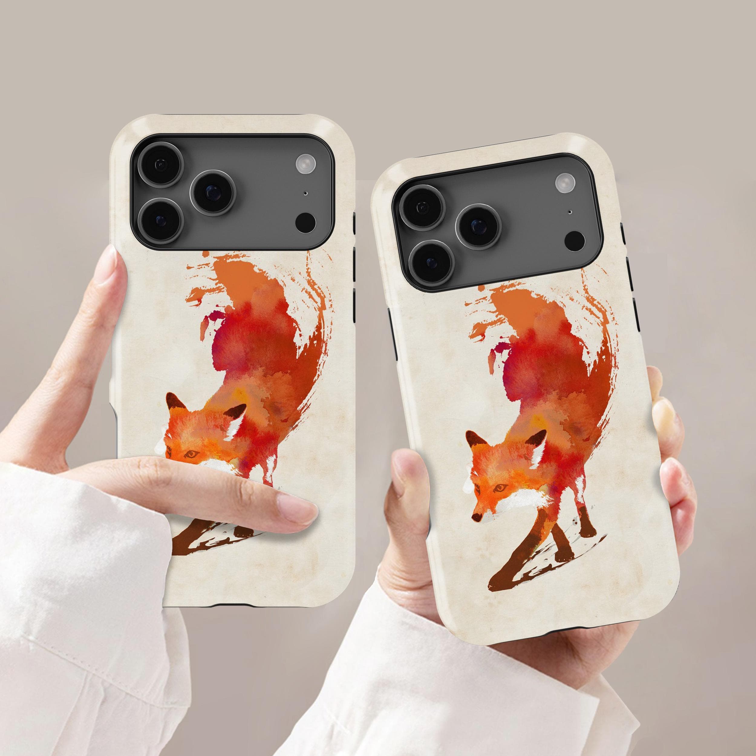 Watercolor Fox Phone Case: Autumn Fox Design Cover for iPhone 17 16 15 14 13 12 11 + MagSafe, Samsung S26 S25 Ultra, Google Pixel 10 9 Pro