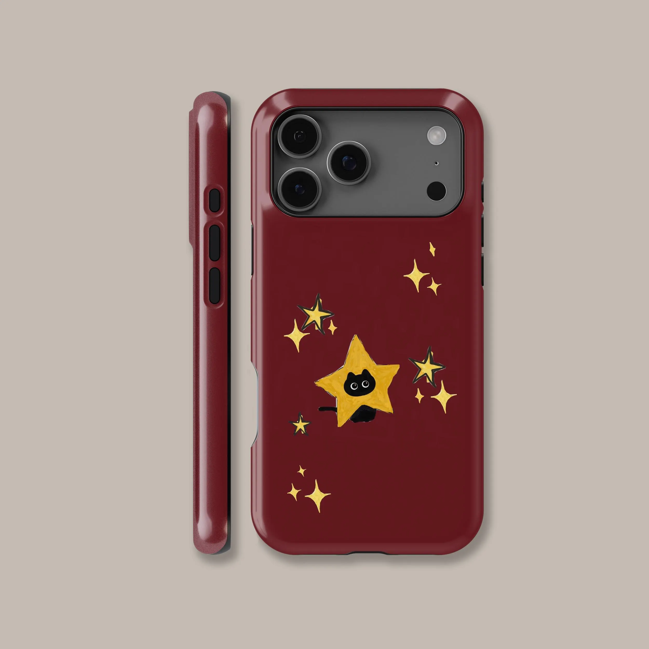 Black Cat Star Phone Case: Red Magic Design Cover for iPhone 17 16 15 14 13 12 11 + MagSafe, Samsung S26 S25, Google Pixel 10 Pro - image 3