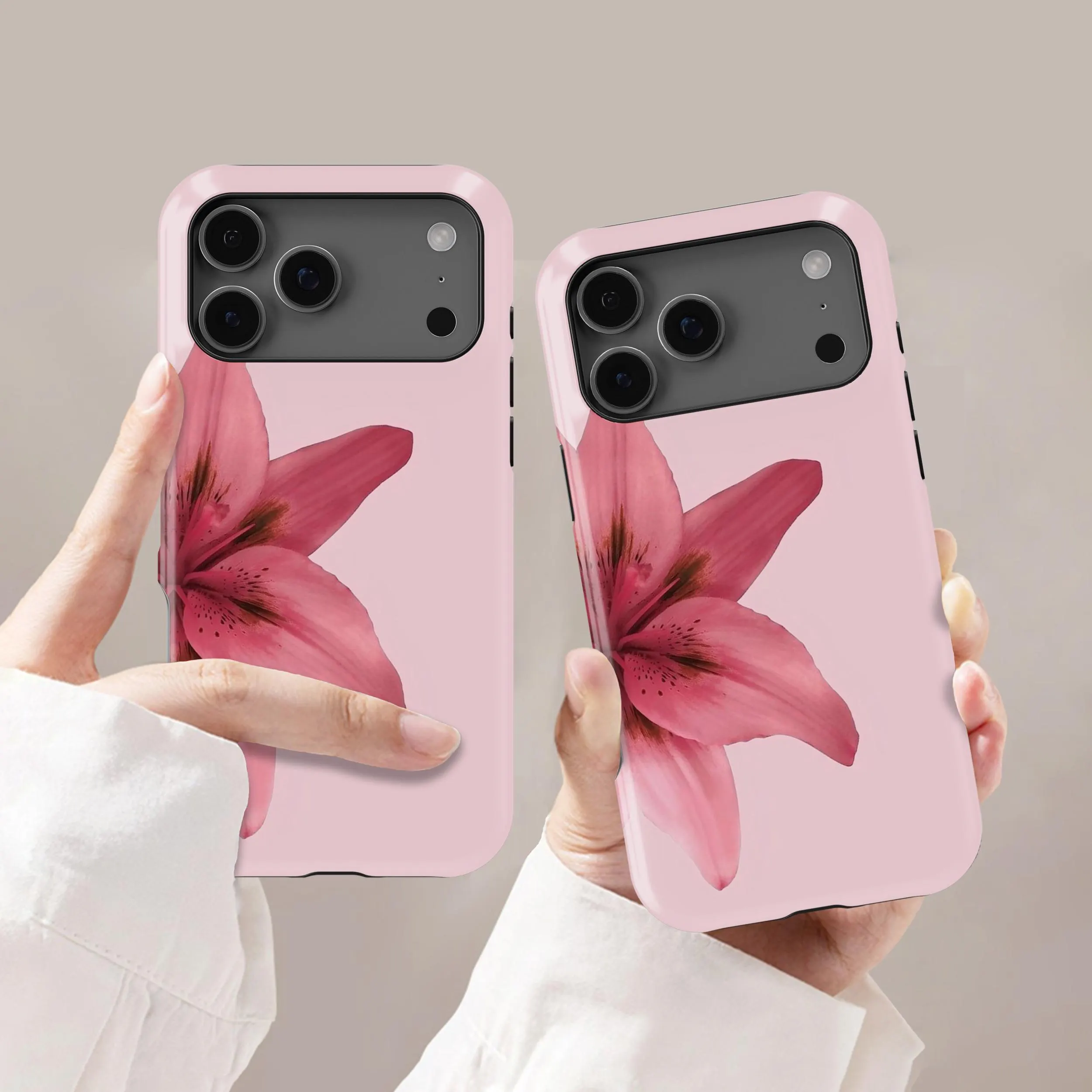 Pink Lily Phone Case: Blush Pink Design Cover for iPhone 17 16 15 14 13 12 11 + MagSafe, Samsung S26 S25 Ultra, Google Pixel 10 9 Pro