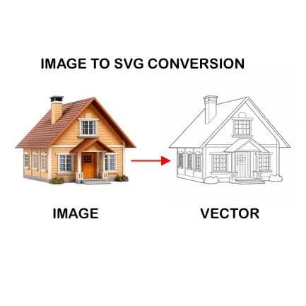 Image to SVG vector conversion service before after house illustration example