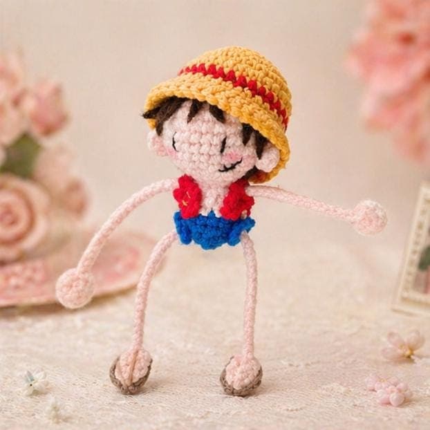 D. Luffy Boy Keychain Crochet Pattern (PDF Download) – Amigurumi Doll Design - image 3