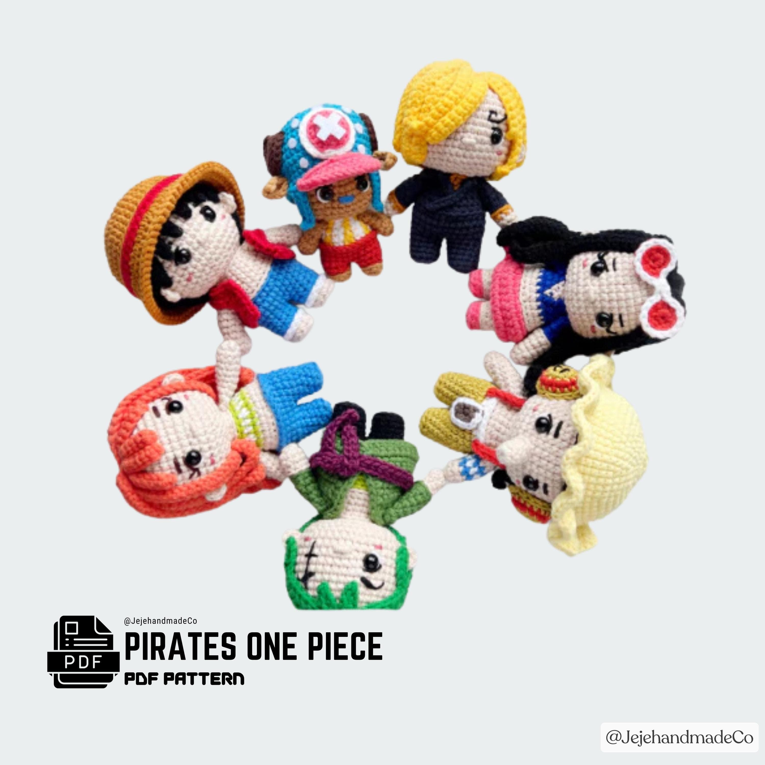 One Piece Pirate Amigurumi Crochet Pattern Set (PDF Download)