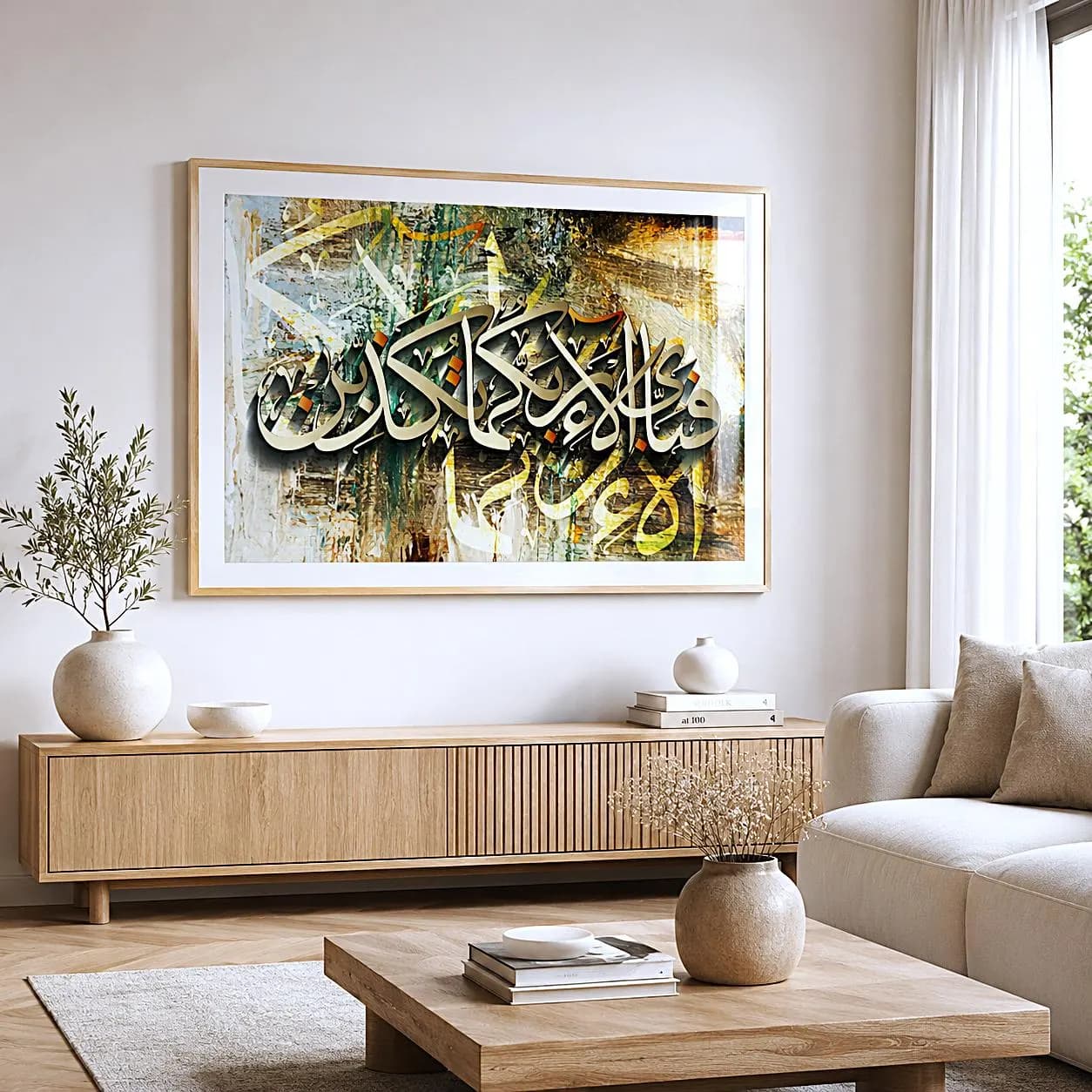 Surah Rahman Arabic Calligraphy Art, Neutral Islamic Verse Print (Digital Download)