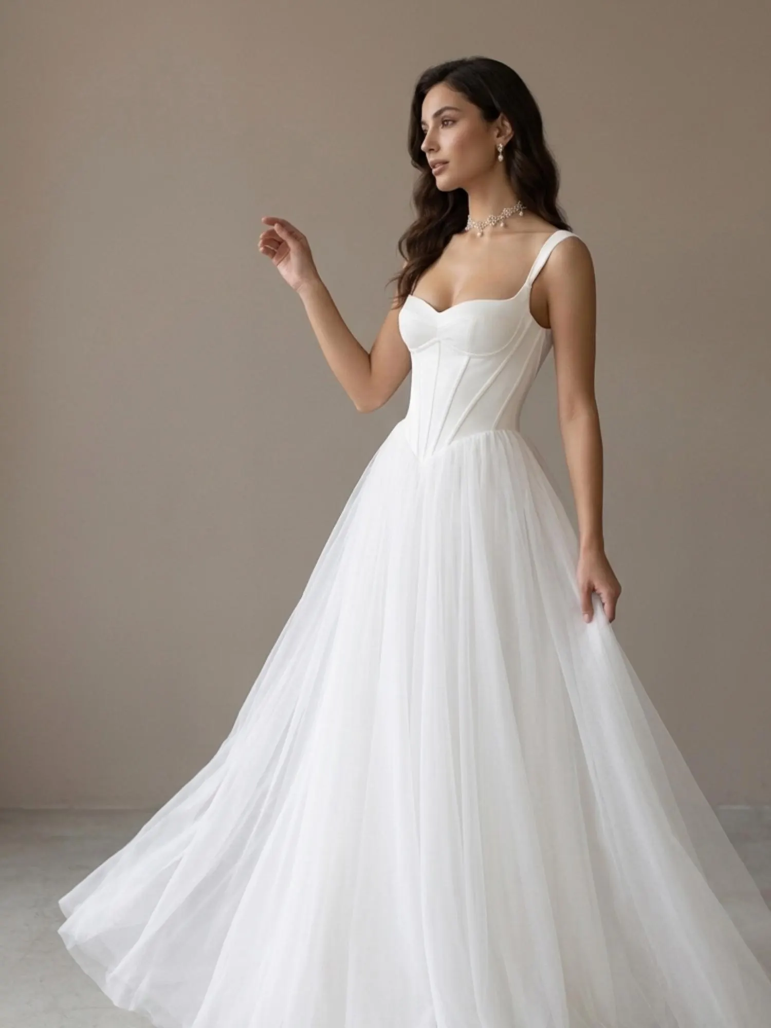 Custom Sweetheart Wedding Dress Spaghetti Strap A-Line Bridal Gown Lace Up Back Floor Length Sweep Train Bride Dress