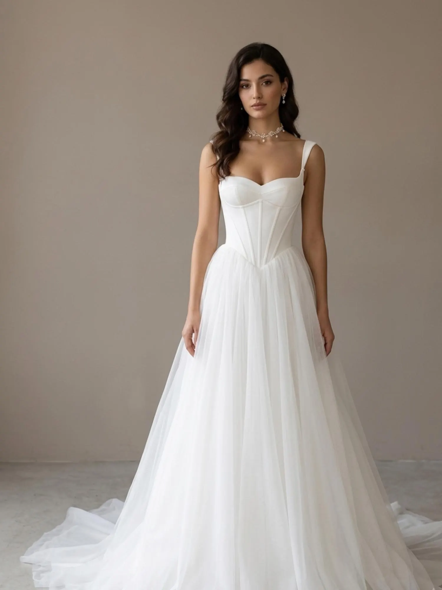 Custom Sweetheart Wedding Dress Spaghetti Strap A-Line Bridal Gown Lace Up Back Floor Length Sweep Train Bride Dress - image 4