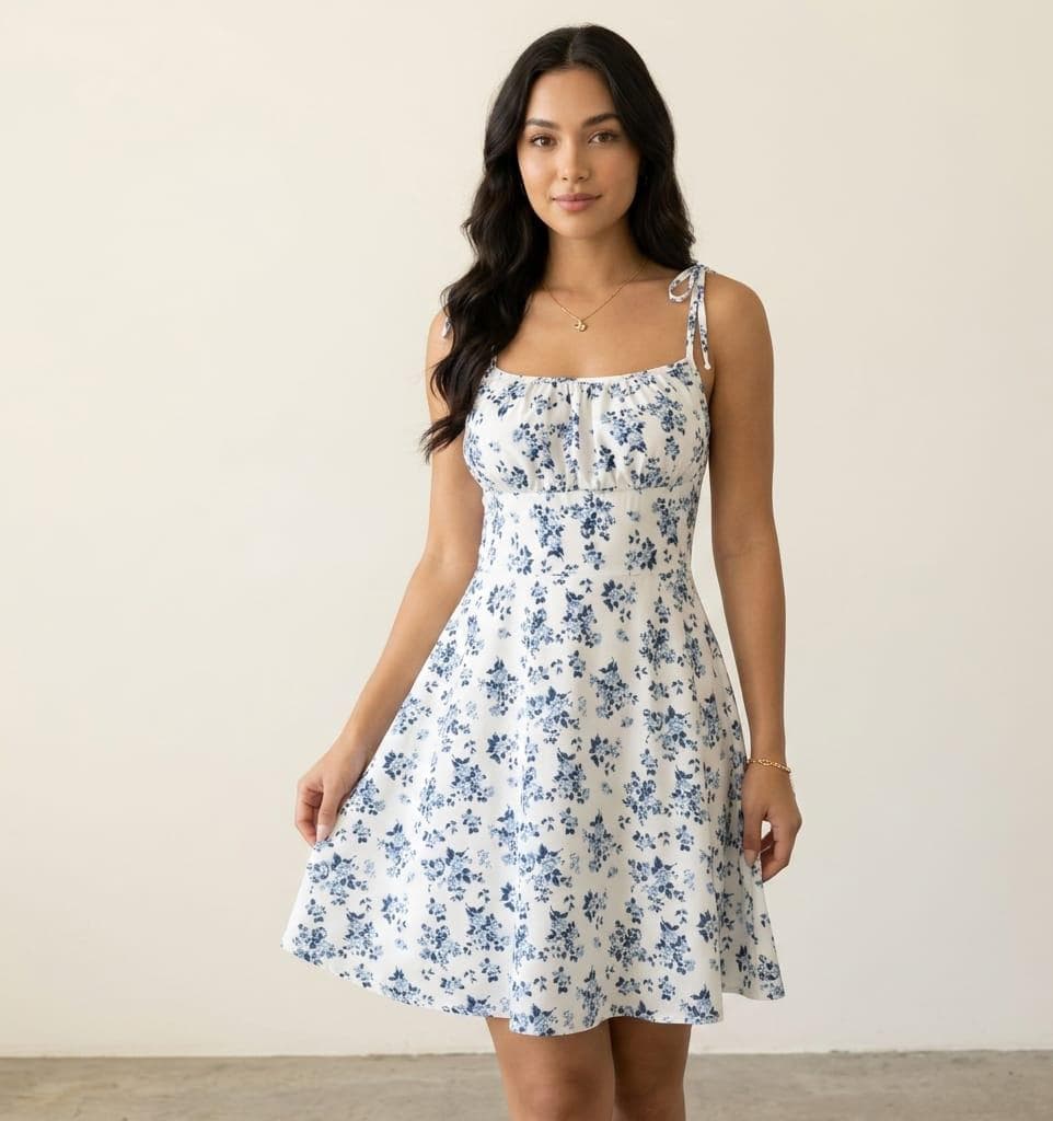 Floral Spaghetti Strap Mini Dress, Women's Summer Beach Vacation Party Dress