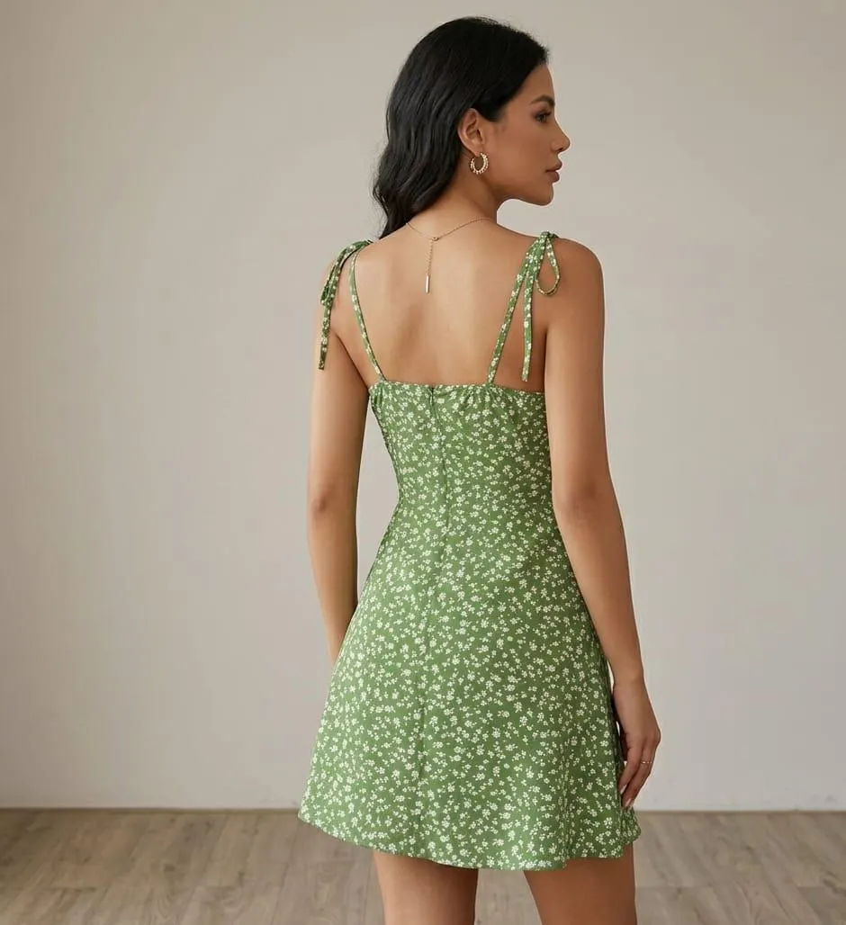 Floral Spaghetti Strap Mini Dress, Women's Summer Beach Vacation Party Dress - image 5