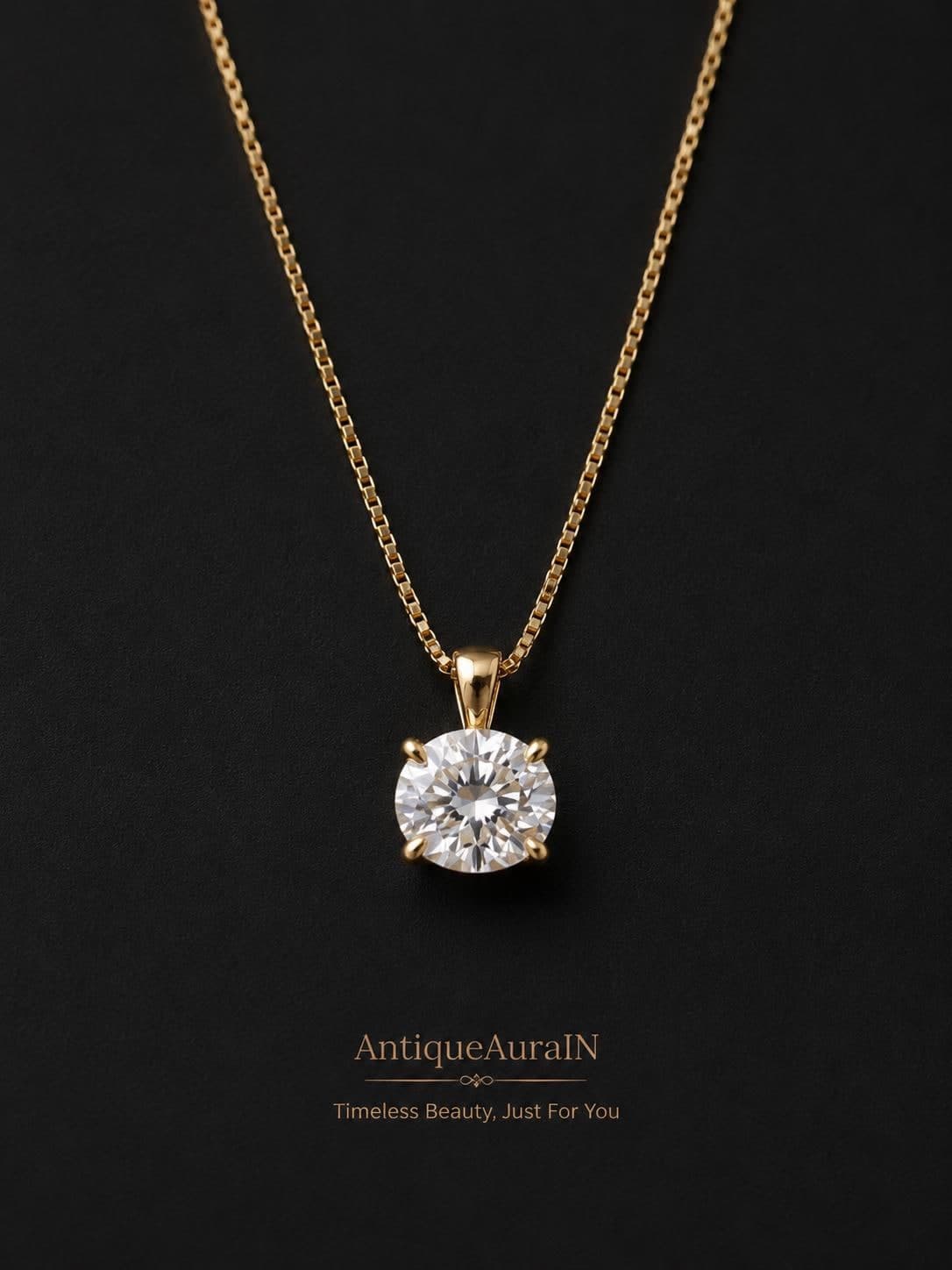Oval Cut Moissanite Necklace, 4 Prong Solitaire Moissanite Pendant, Gold Minimalist Chain Necklace, Timeless Bridal Jewelry, Gift for wife - image 4