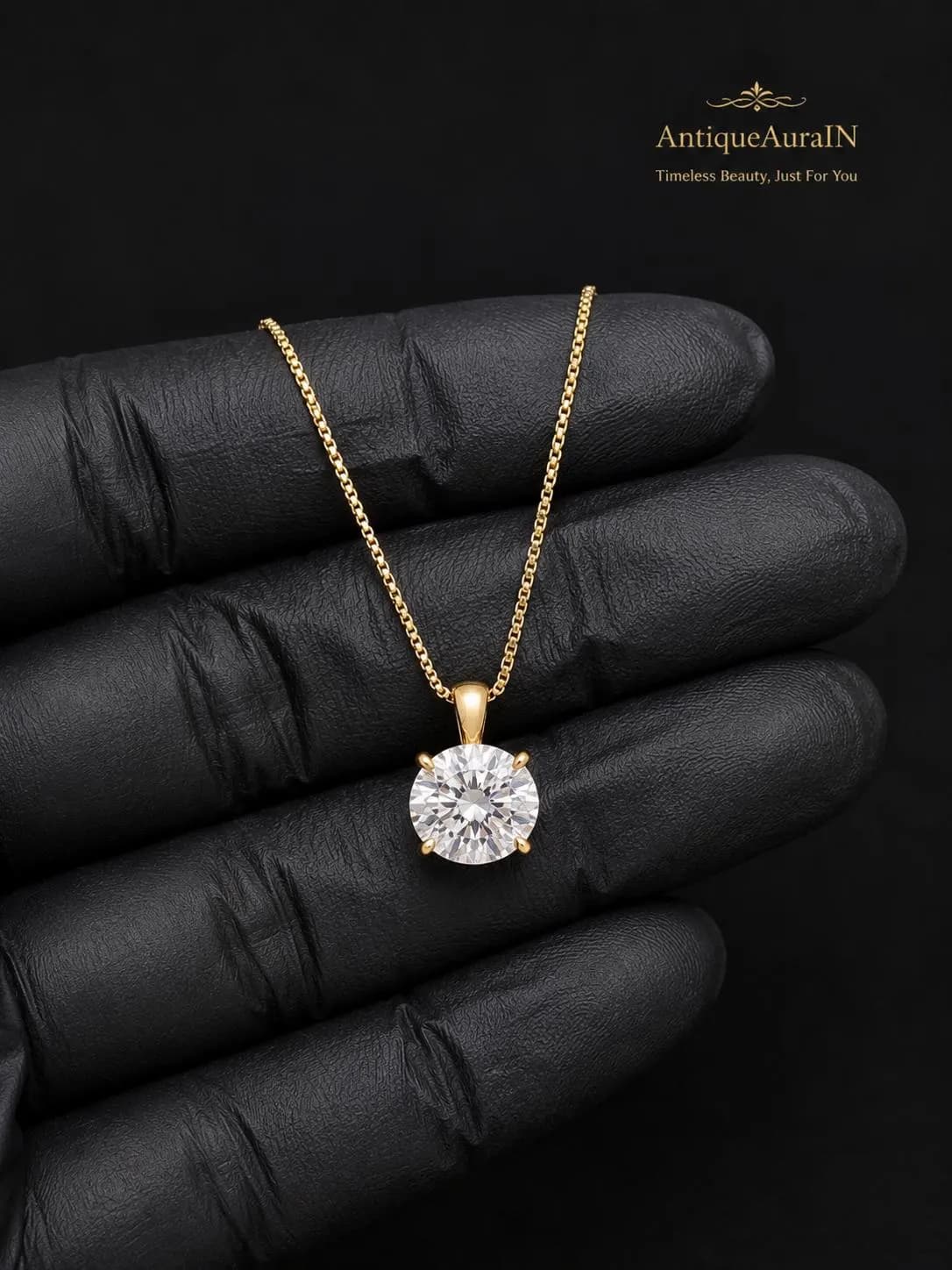 Oval Cut Moissanite Necklace, 4 Prong Solitaire Moissanite Pendant, Gold Minimalist Chain Necklace, Timeless Bridal Jewelry, Gift for wife - image 3