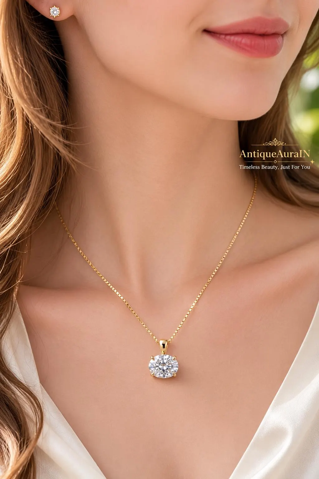 Oval Cut Moissanite Necklace, 4 Prong Solitaire Moissanite Pendant, Gold Minimalist Chain Necklace, Timeless Bridal Jewelry, Gift for wife