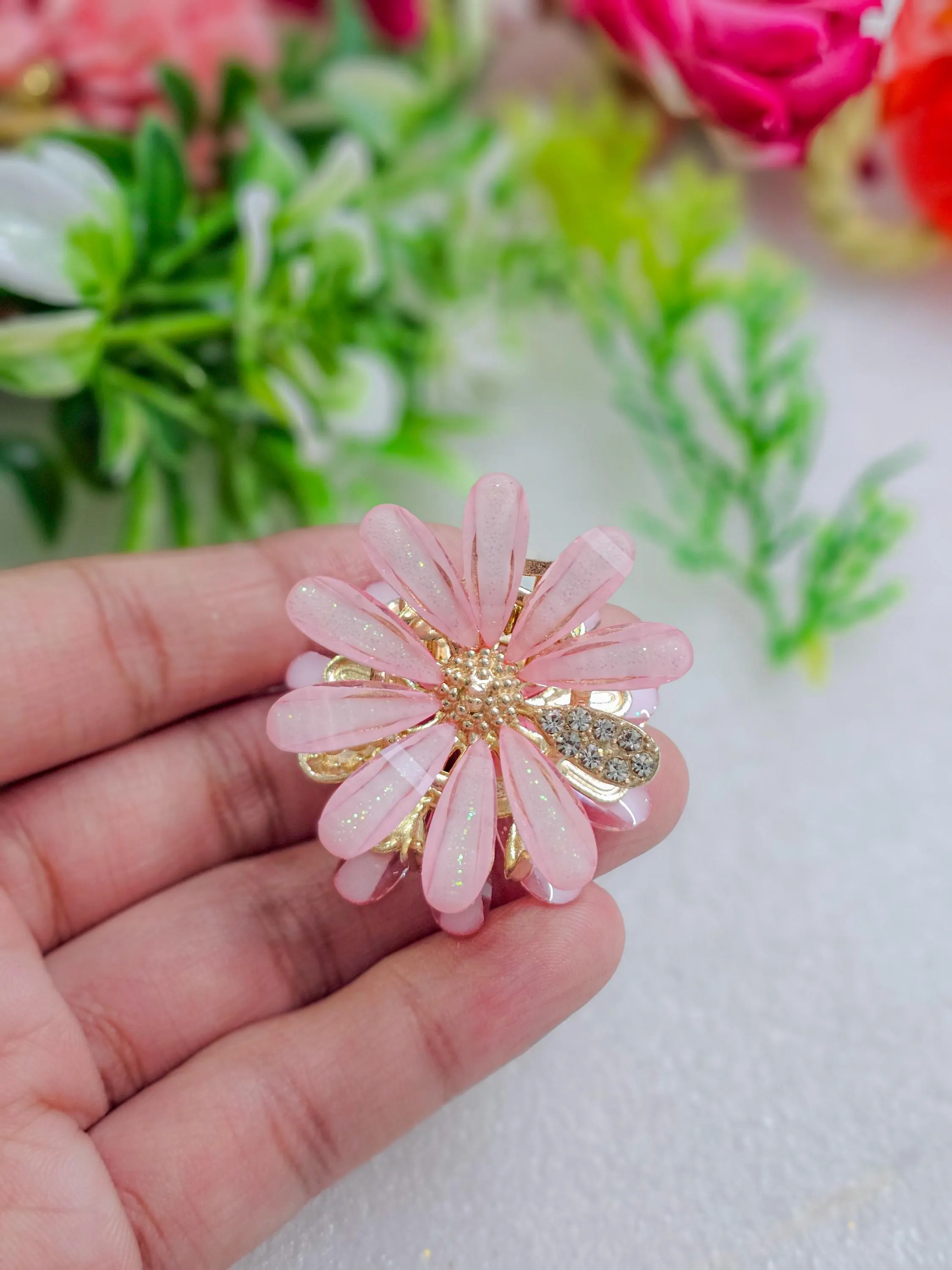 Elegant Rhinestone Flower Hair Clips | Professionally Made Acrylic Daisy Claw Clip | Crystal Mini Jaw Clip for Women & Girls, Gift For Her - image 2