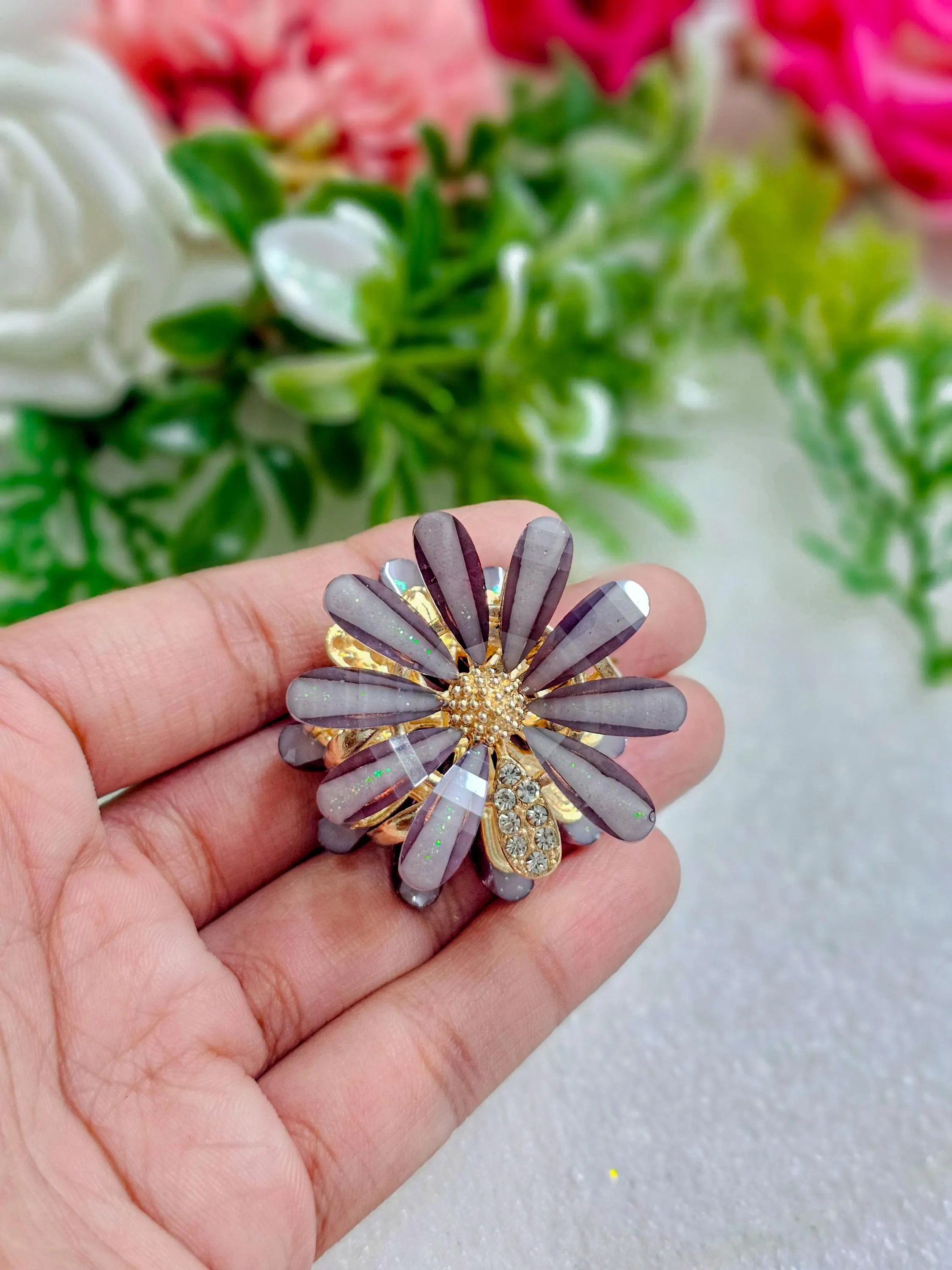Elegant Rhinestone Flower Hair Clips | Professionally Made Acrylic Daisy Claw Clip | Crystal Mini Jaw Clip for Women & Girls, Gift For Her - image 5