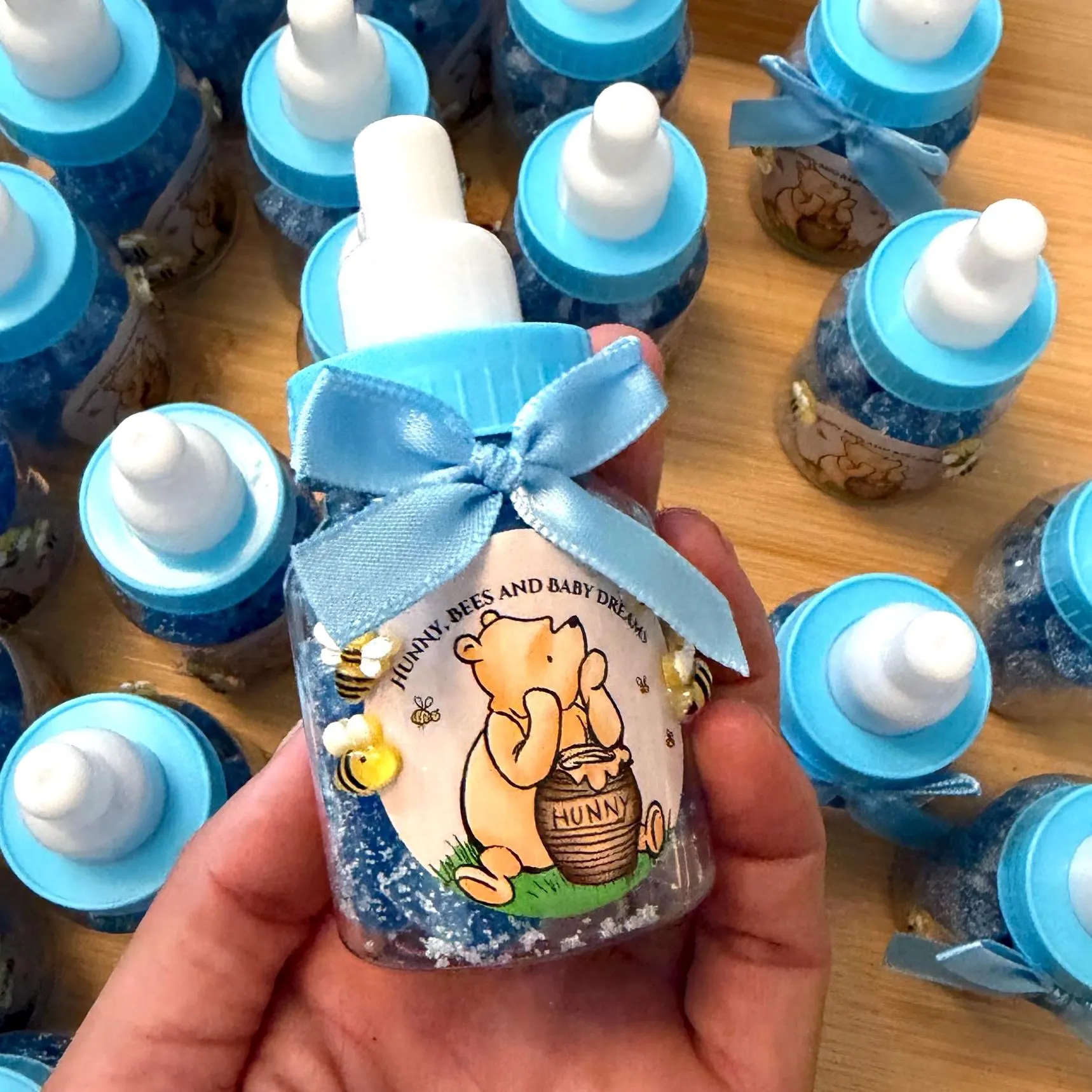 Winnie The Pooh Themed Baby Shower Bottles.  Honey, bees and baby dreams! - image 3