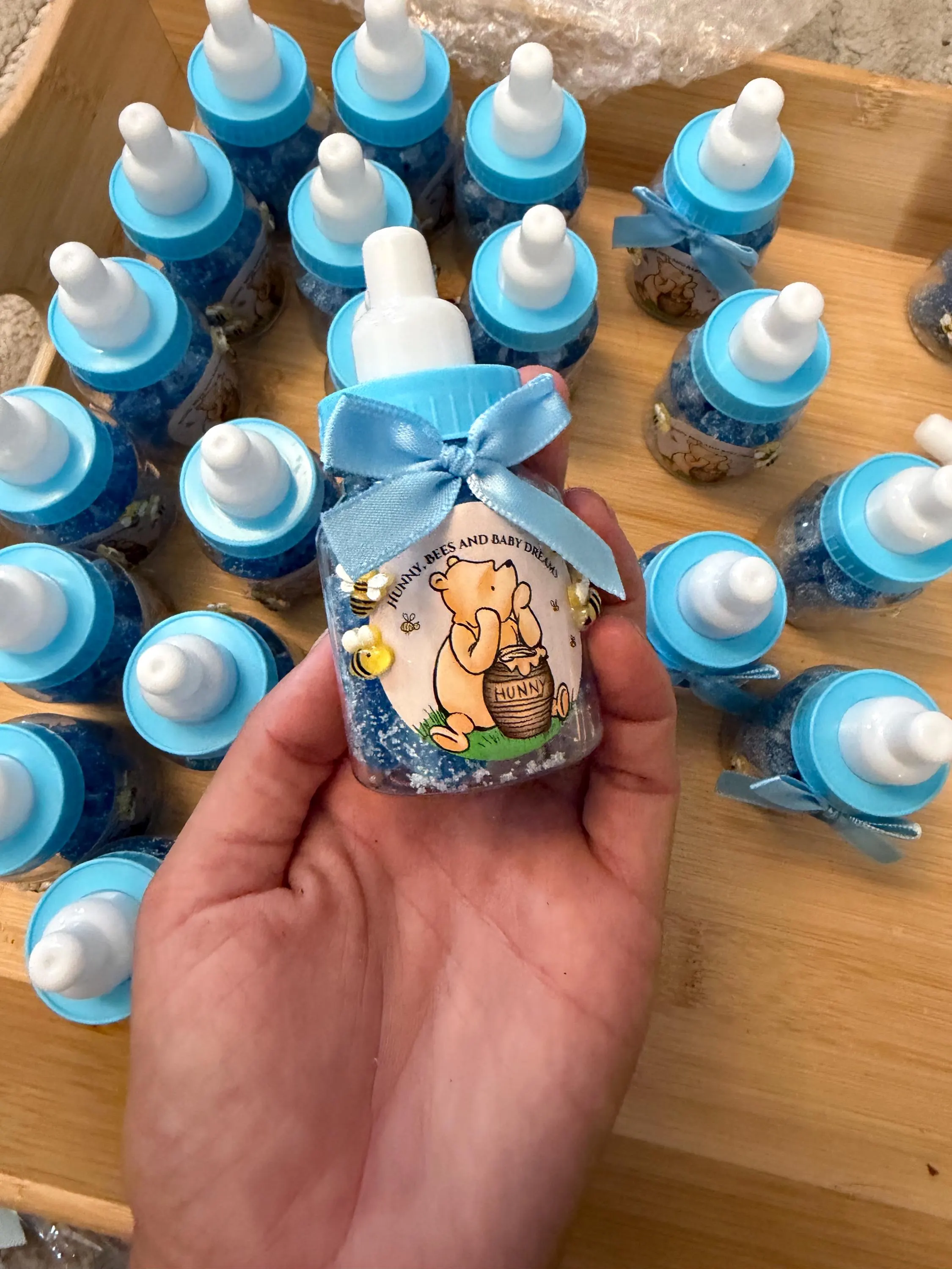 Winnie The Pooh Themed Baby Shower Bottles.  Honey, bees and baby dreams! - image 5