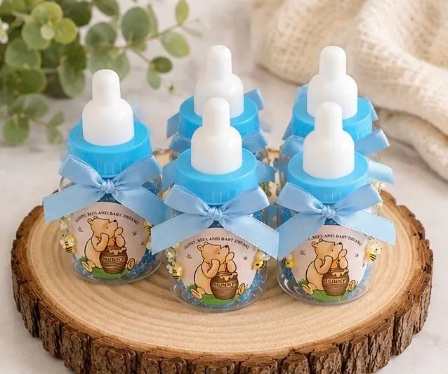 Winnie The Pooh Themed Baby Shower Bottles.  Honey, bees and baby dreams! - image 4