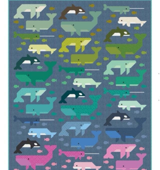 PREORDER Whale Watching Quilt Kit by Elizabeth Hartman featuring Scenery - Moda-70"x86"