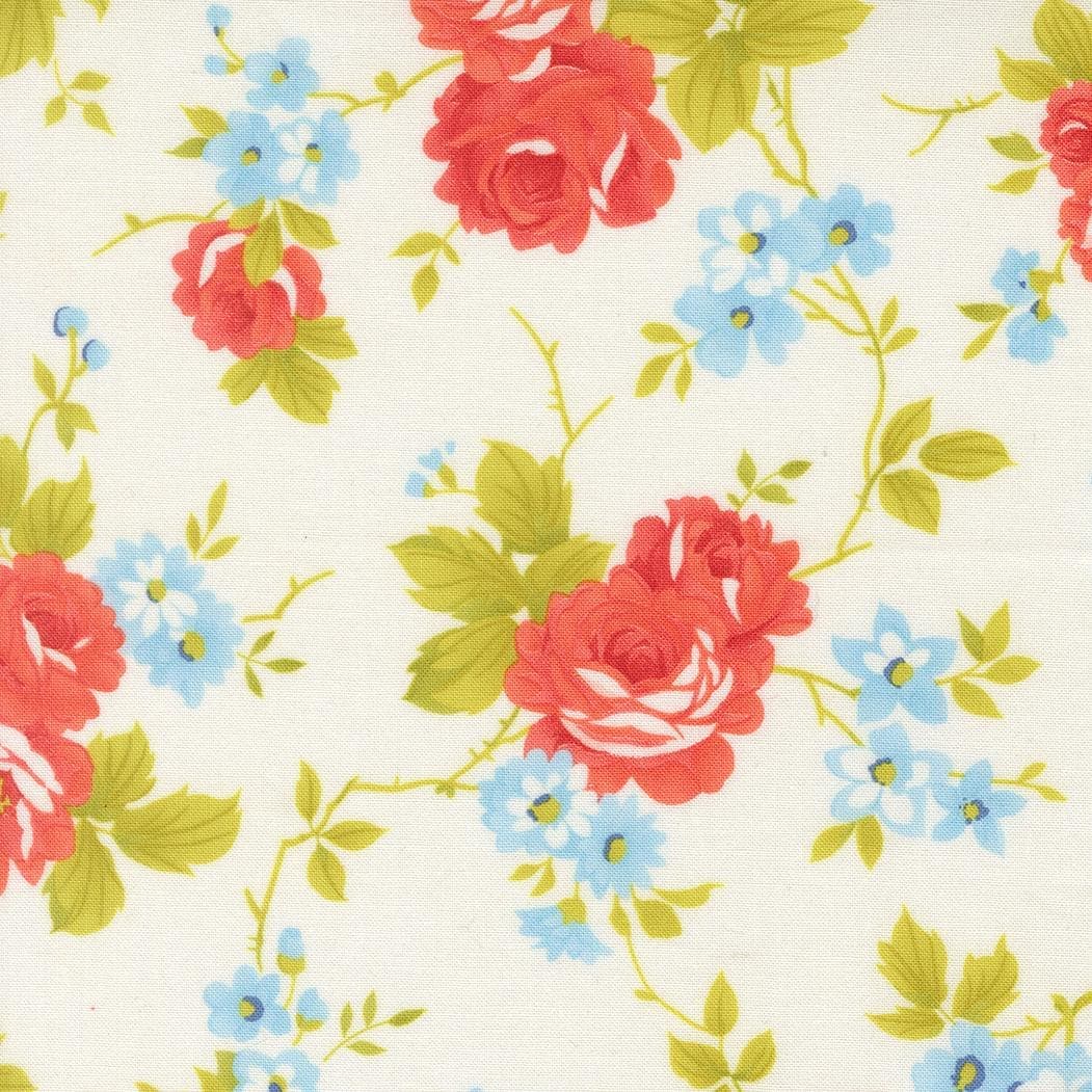 Rosie Country Rose Whipped Cream 35420 11 by Fig Tree- Moda- 1/2 Yard