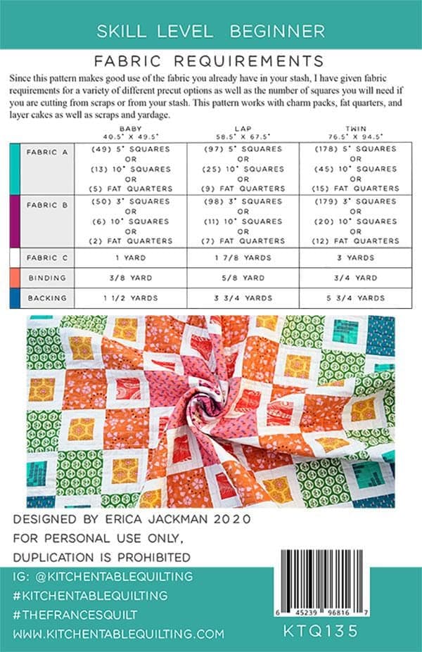 The Frances Quilt Pattern by Kitchen Table -Multiple sizes - image 3