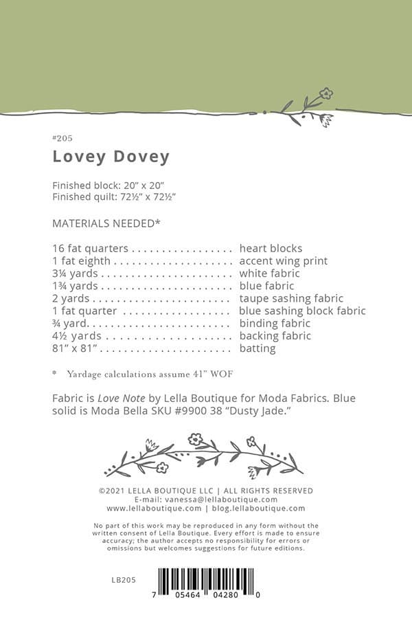 Lovey Dovey LB 205  Pattern by Lella Boutique- Moda- - image 3
