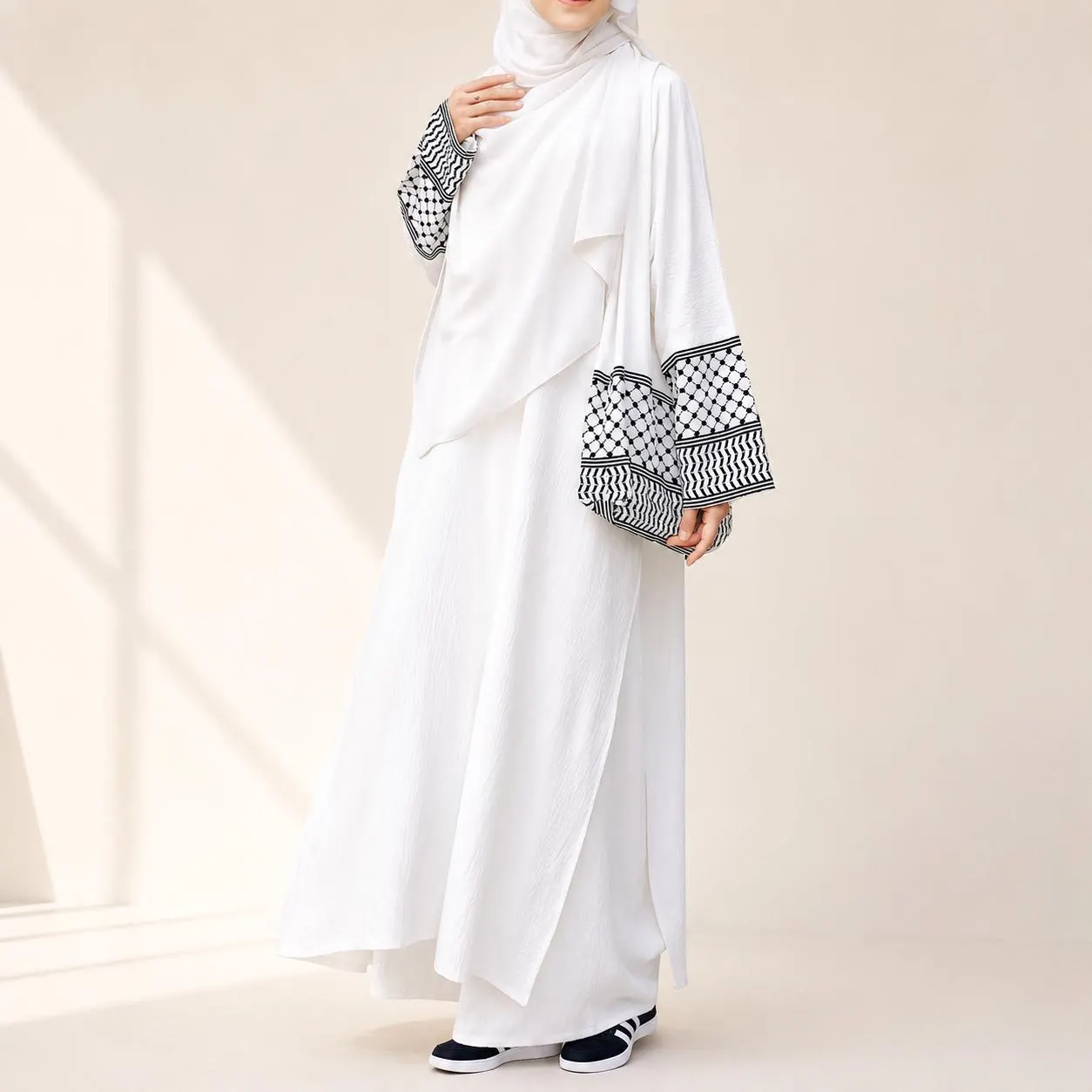 Cotton polyester 3-Piece Modest Outfit, Oversized Tunic, Wide Leg Pants, Matching Bag, Eid Gift - image 2