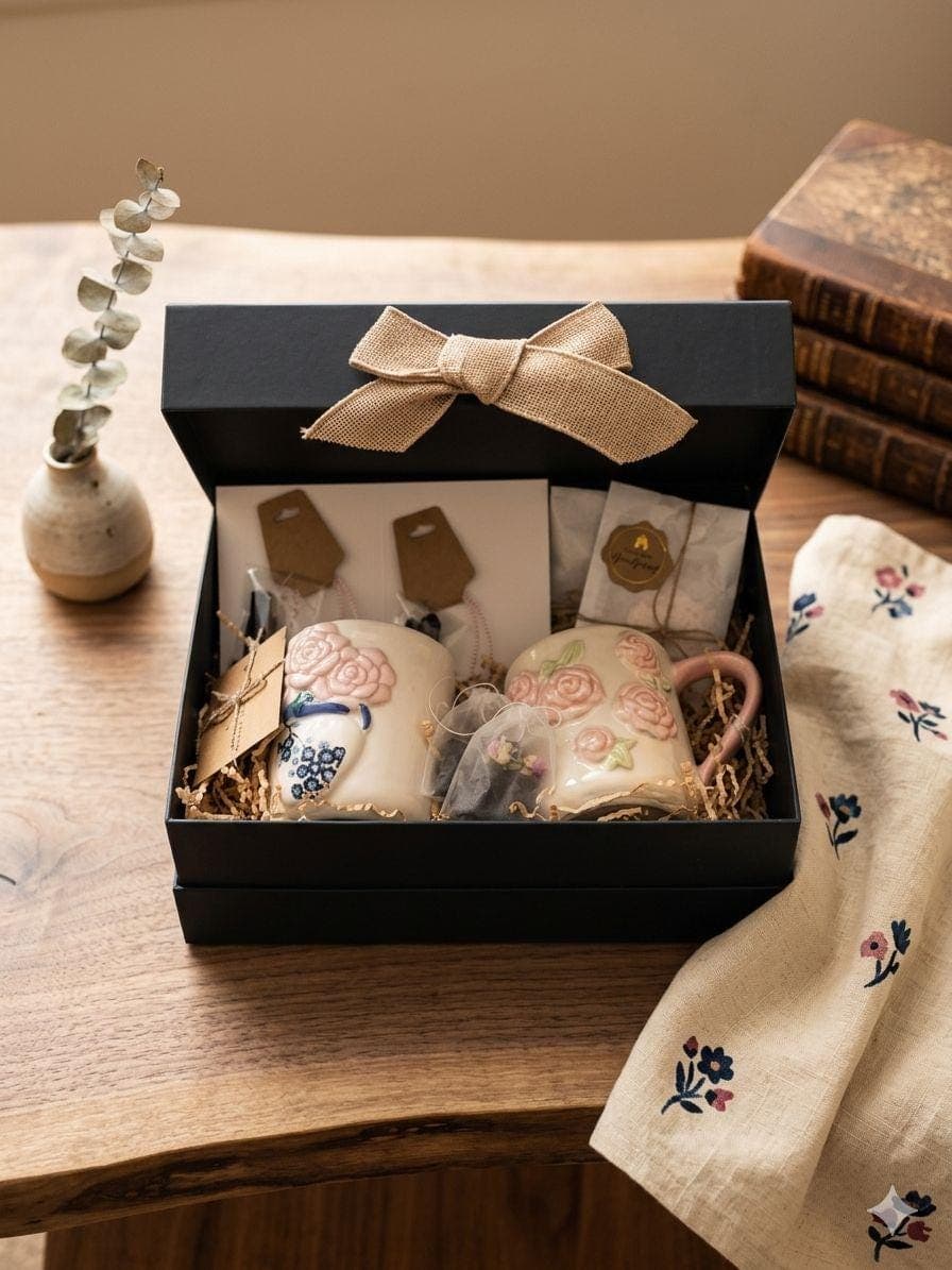 Sister Friend Gift Box: Matching Mugs, Bracelets, Socks, Rose Tea, Perfume - image 3