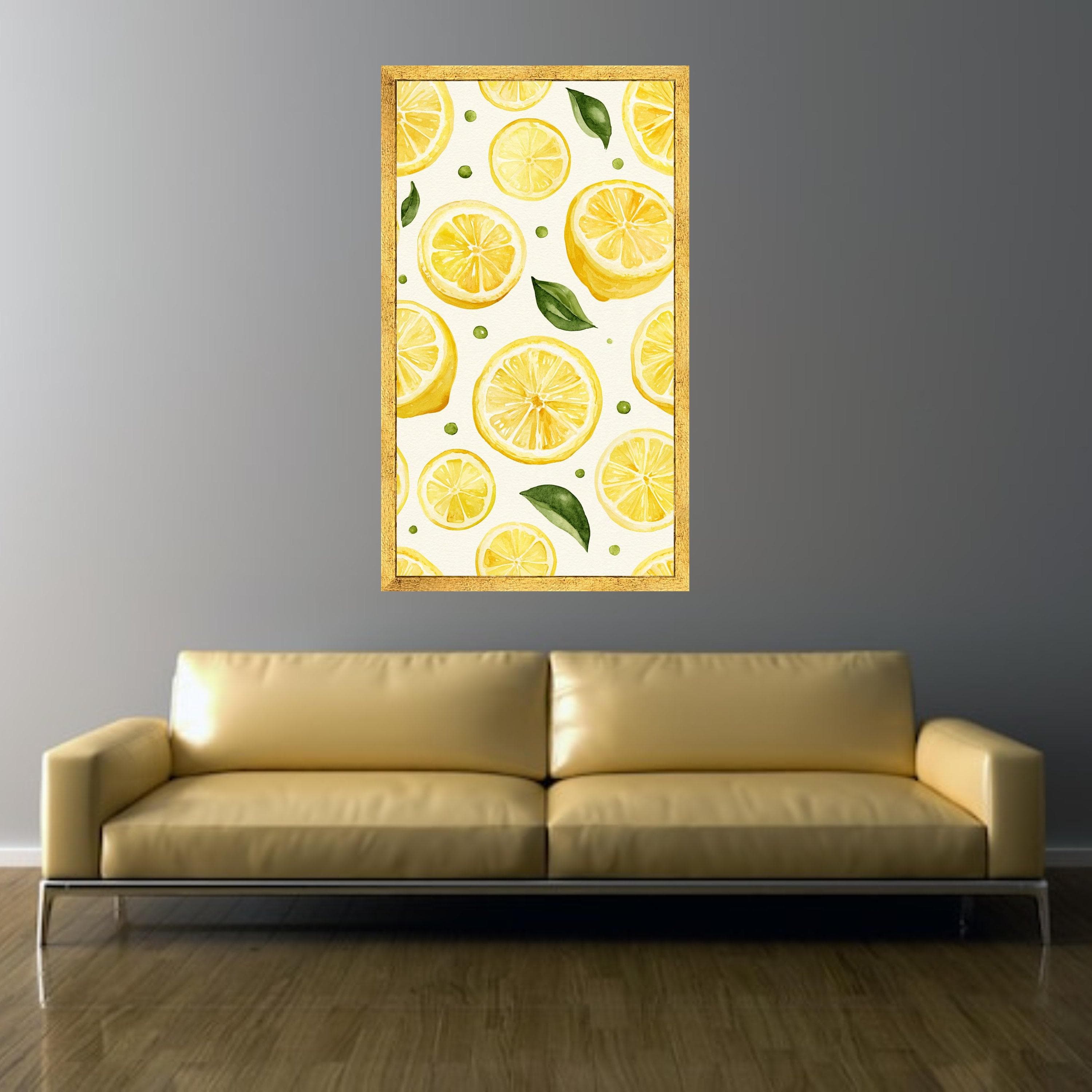 Fresh Lemon Slices Canvas Wall Art, Citrus Fruit Pattern, Kitchen Decor Canvas, Summer Fruit Illustration, Bright Yellow Canvas - image 5
