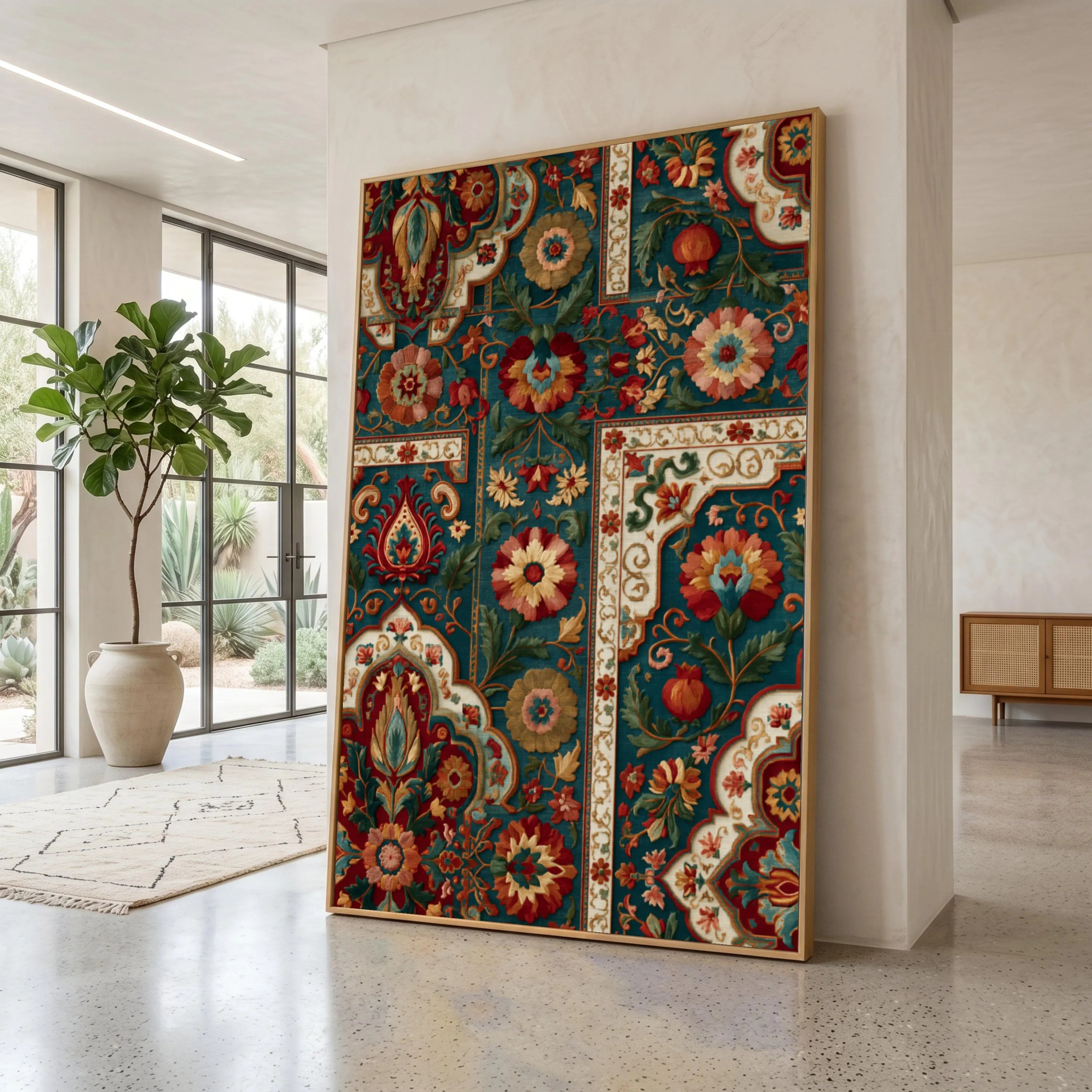 Vintage Floral Tapestry Pattern Canvas, Ornate Decorative Wall Art, Classic Botanical Home Decor, Elegant Textile Design Canvas