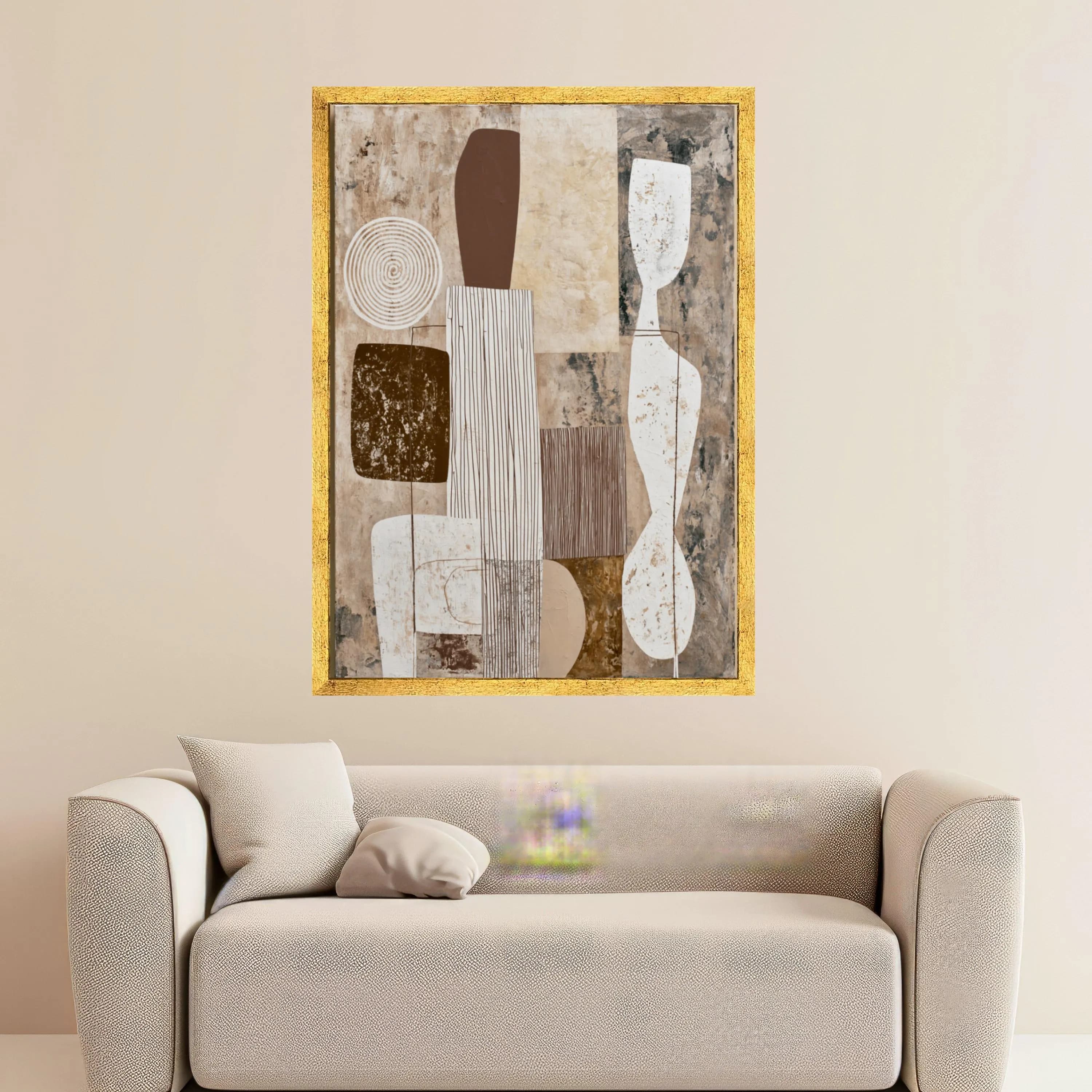 Neutral Abstract Shapes Canvas Wall Art, Geometric Modern Design, Earth Tone Decor, Contemporary Home Accent, Ready to Hang Artwork - image 3