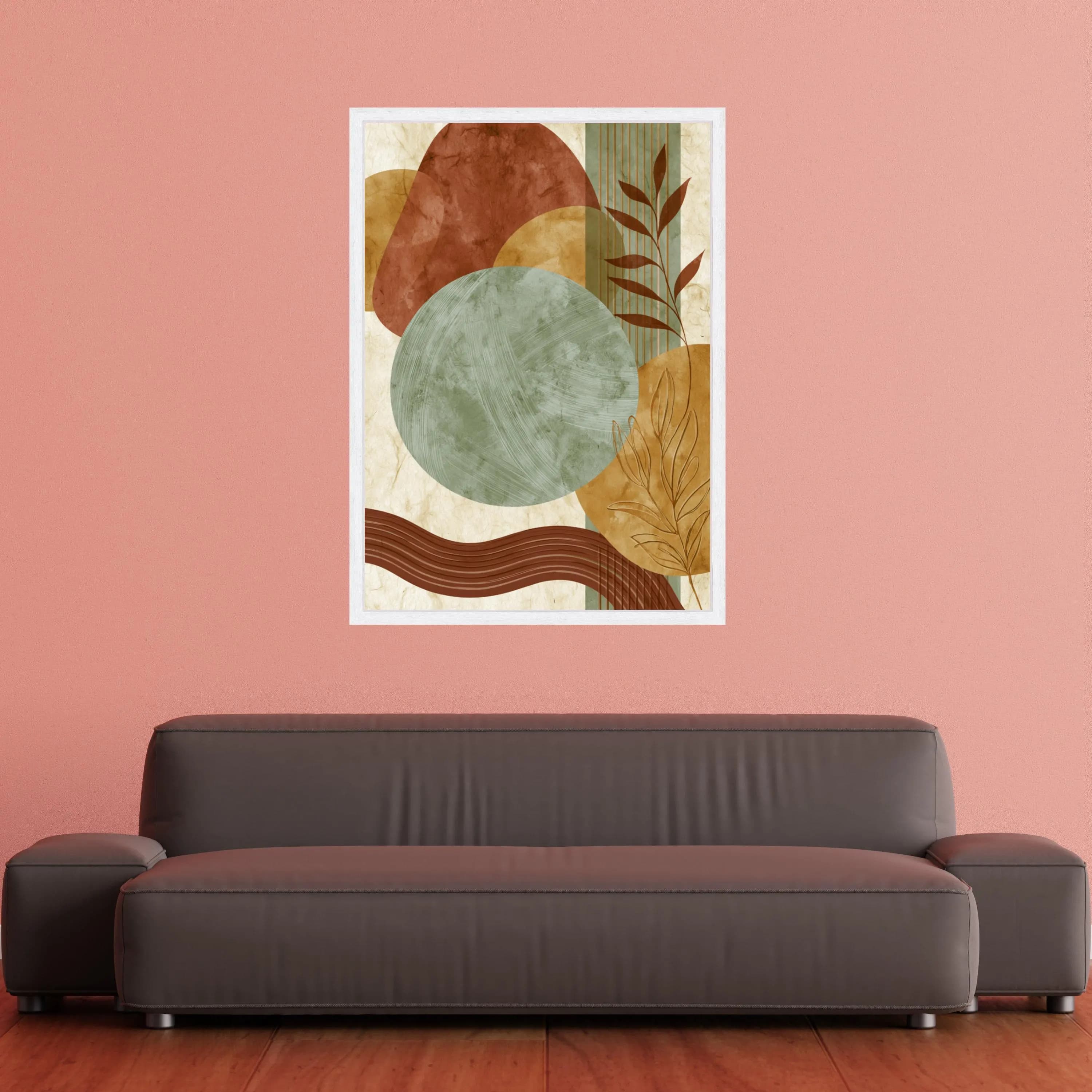 Abstract Earth Tone Shapes Canvas, Modern Geometric Wall Art, Botanical Line Art, Contemporary Home Decor, Organic Style Canvas - image 5