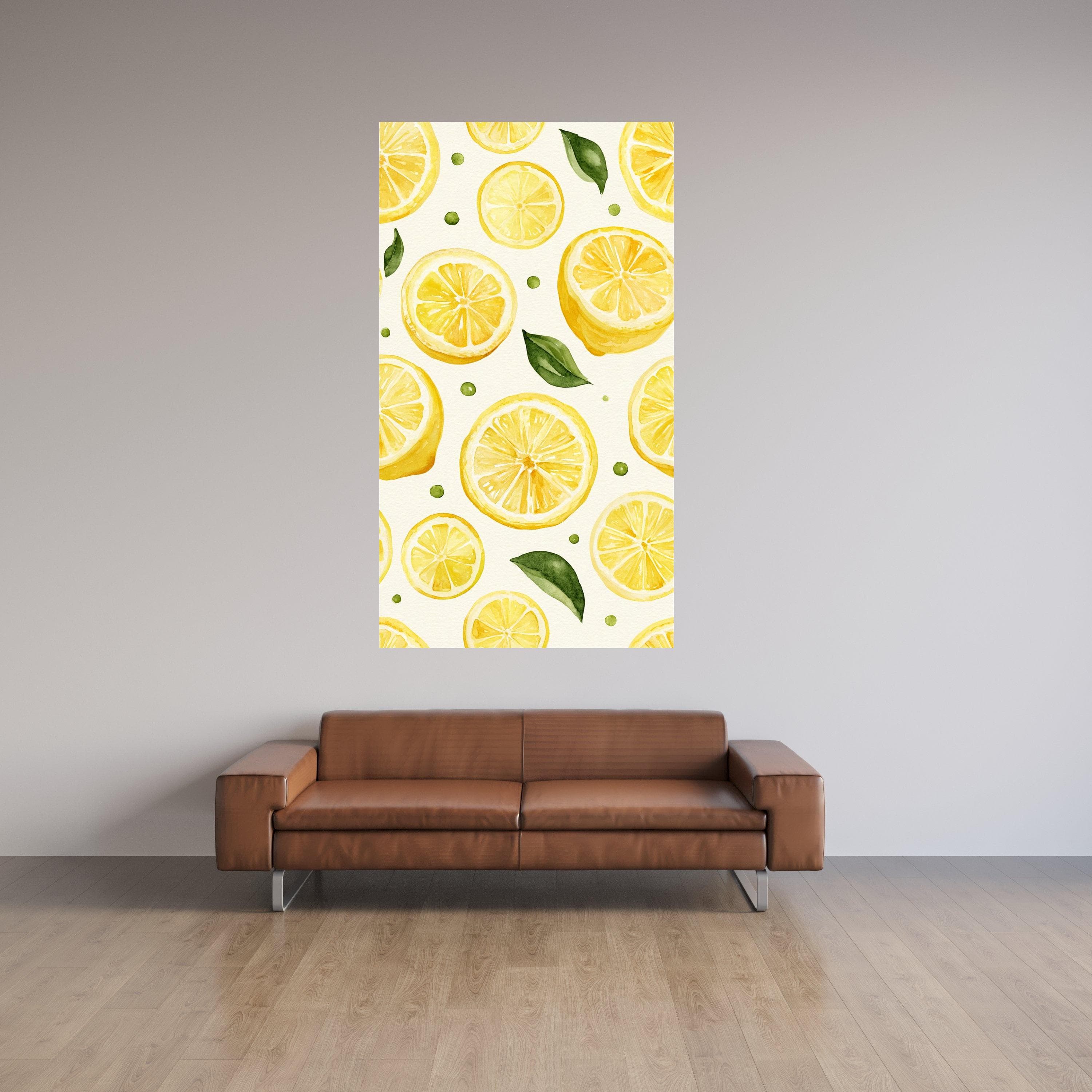 Fresh Lemon Slices Canvas Wall Art, Citrus Fruit Pattern, Kitchen Decor Canvas, Summer Fruit Illustration, Bright Yellow Canvas - image 3
