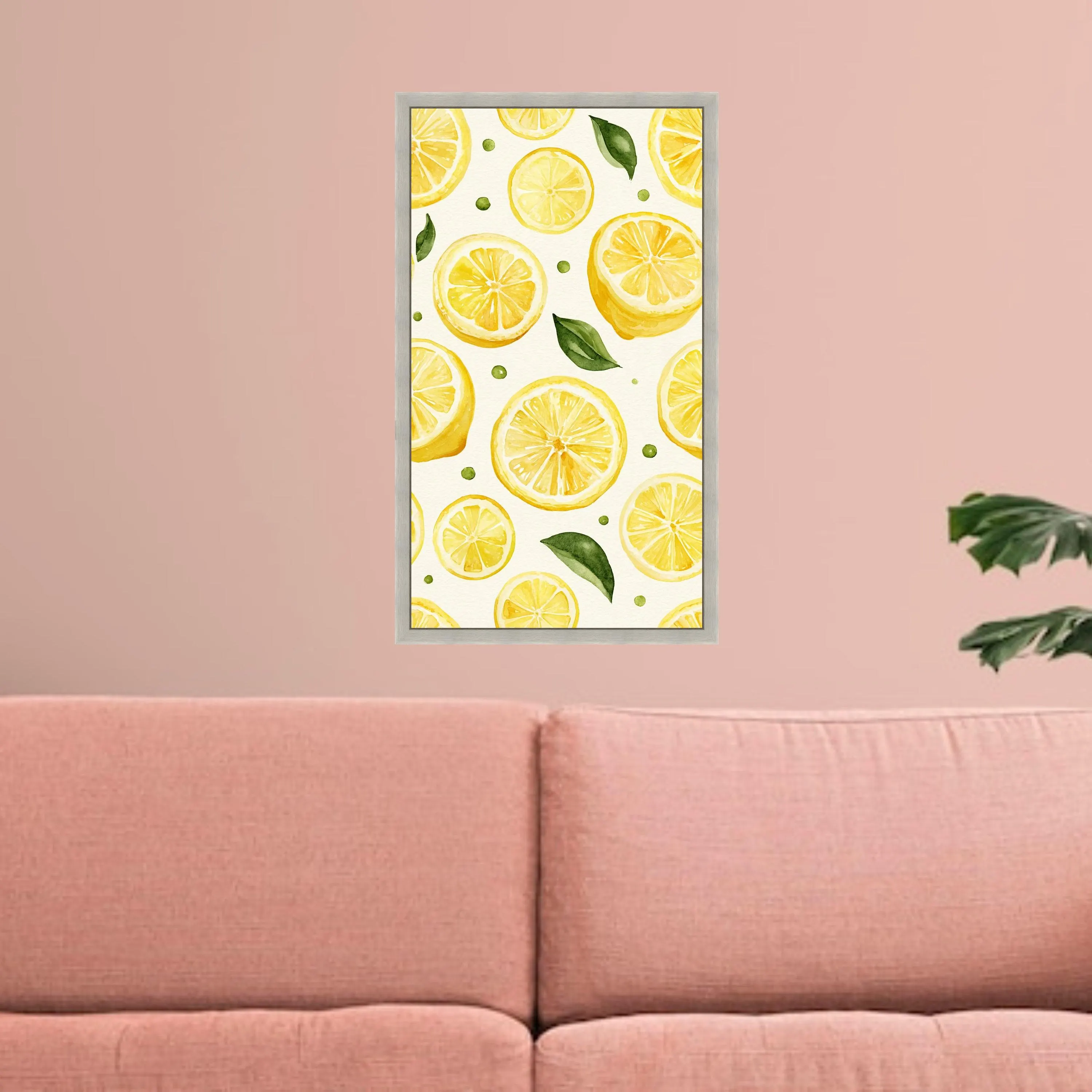 Fresh Lemon Slices Canvas Wall Art, Citrus Fruit Pattern, Kitchen Decor Canvas, Summer Fruit Illustration, Bright Yellow Canvas - image 4