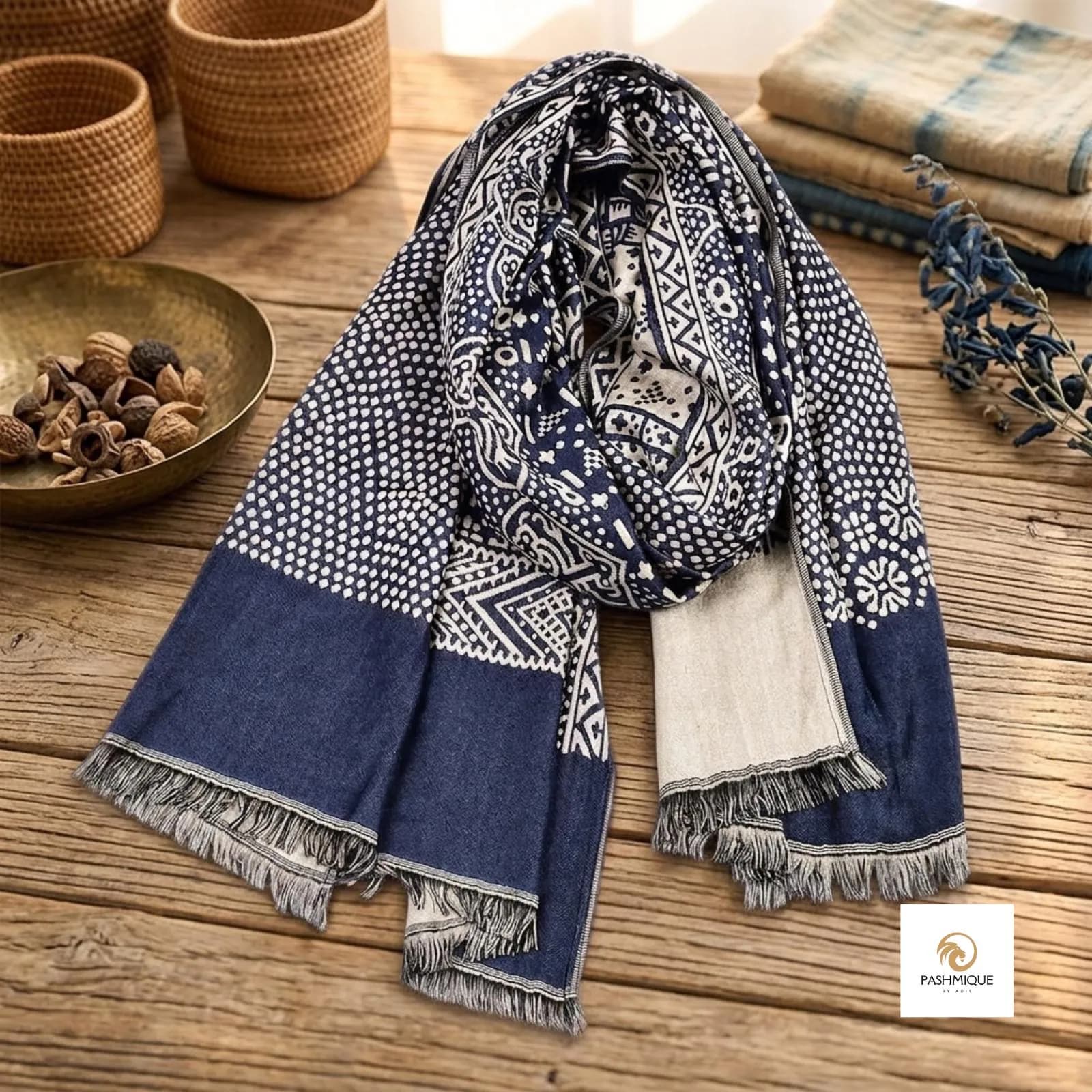 Boho Paisley Cotton Linen Scarf, Long Fringe Shawl, Soft Neck Wrap, Gift Him
