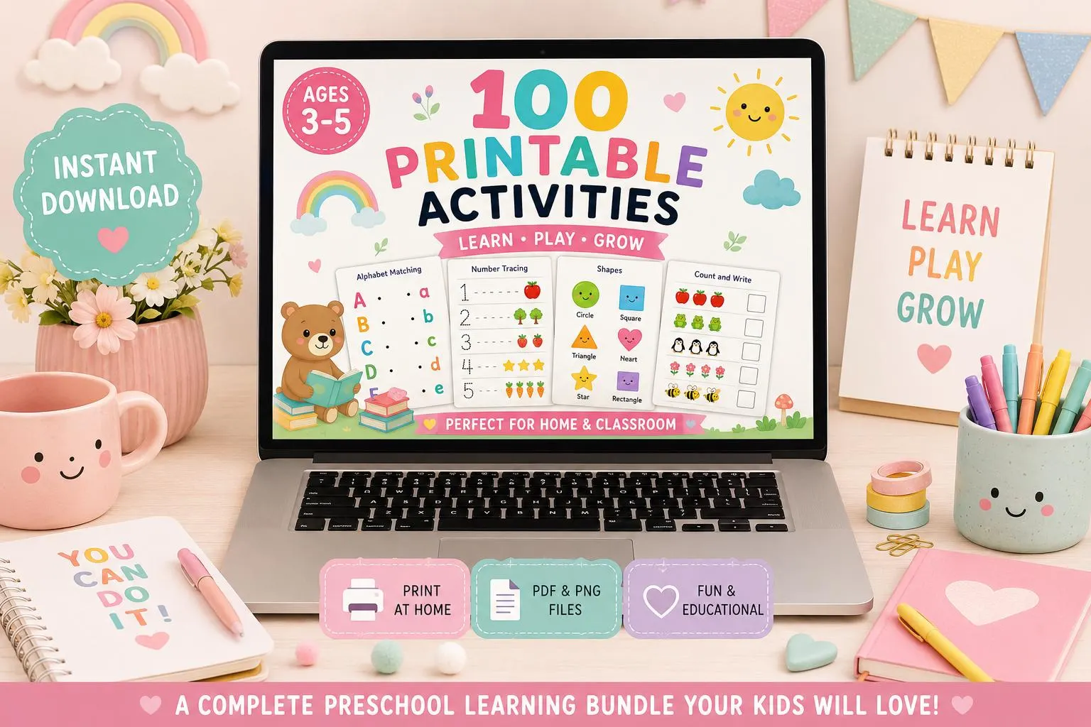 Busy Book for Preschool Printable | 100 Activities Ages 3-5 | Alphabet Numbers Shapes Colors | Kindergarten Homeschool Worksheets - image 5