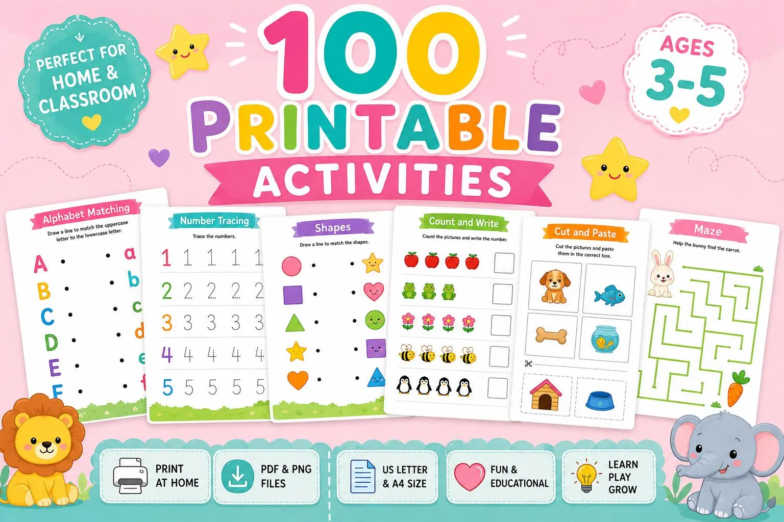 Busy Book for Preschool Printable | 100 Activities Ages 3-5 | Alphabet Numbers Shapes Colors | Kindergarten Homeschool Worksheets - image 3