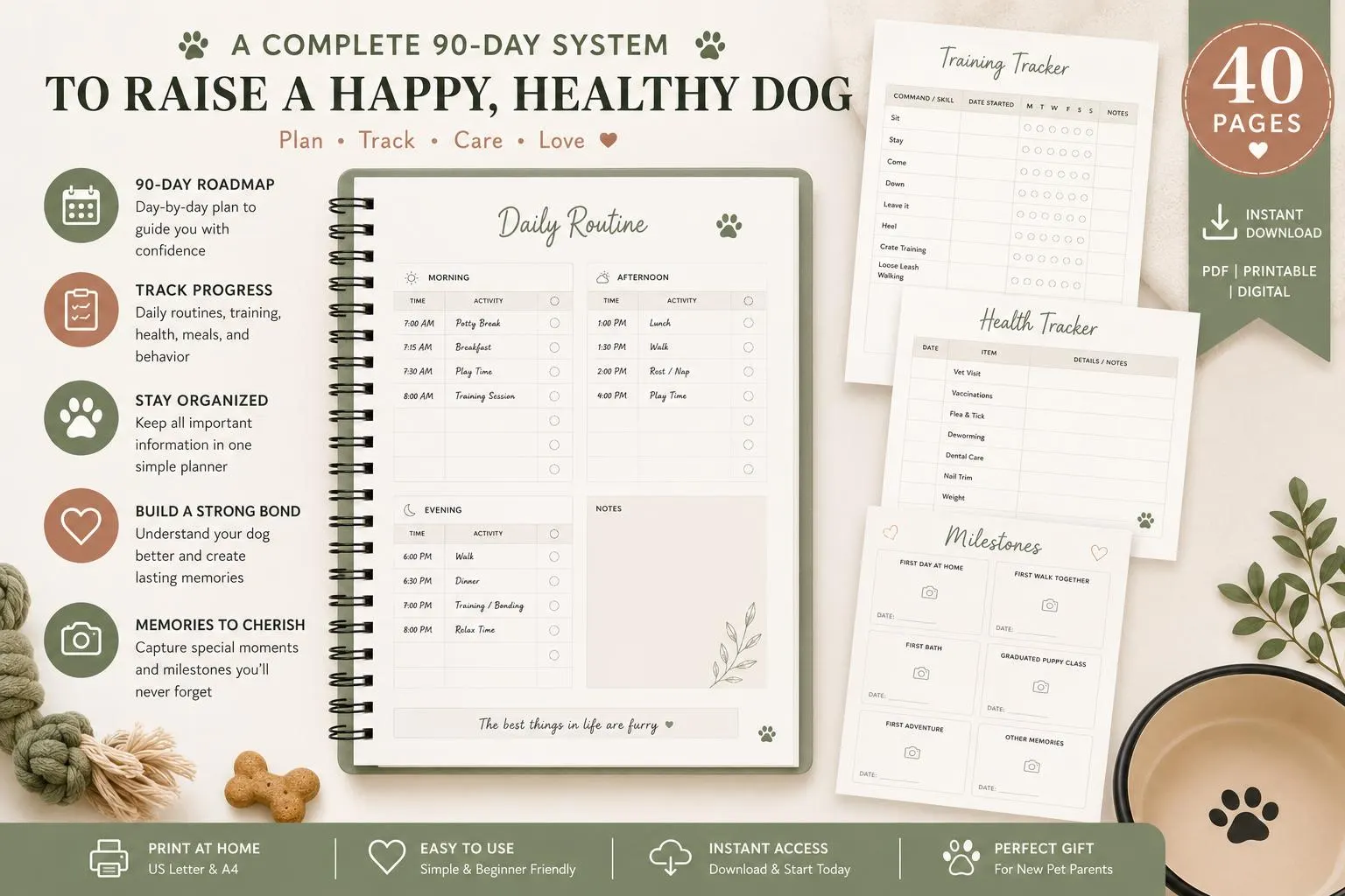 New Pet Parent Planner Printable | Puppy Checklist, Vet Tracker, Training Log, Vaccination Record | Dog Owner Digital Download PDF - image 5