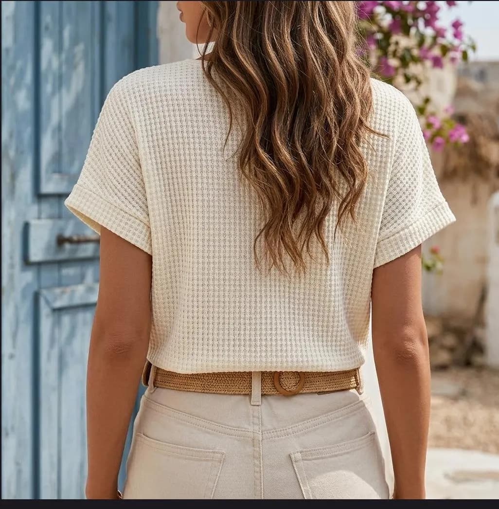 Handmade Crochet Lace Top: White Boho Knit Shirt, Floral Embroidery Summer Blouse - image 5