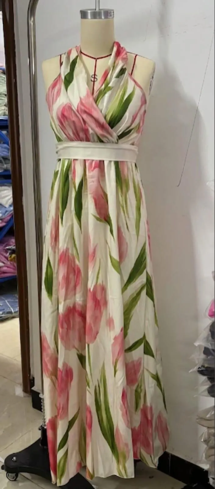 Tulip Floral Halter Maxi Dress – Boho Smocked Back Summer Wrap Dress - image 5