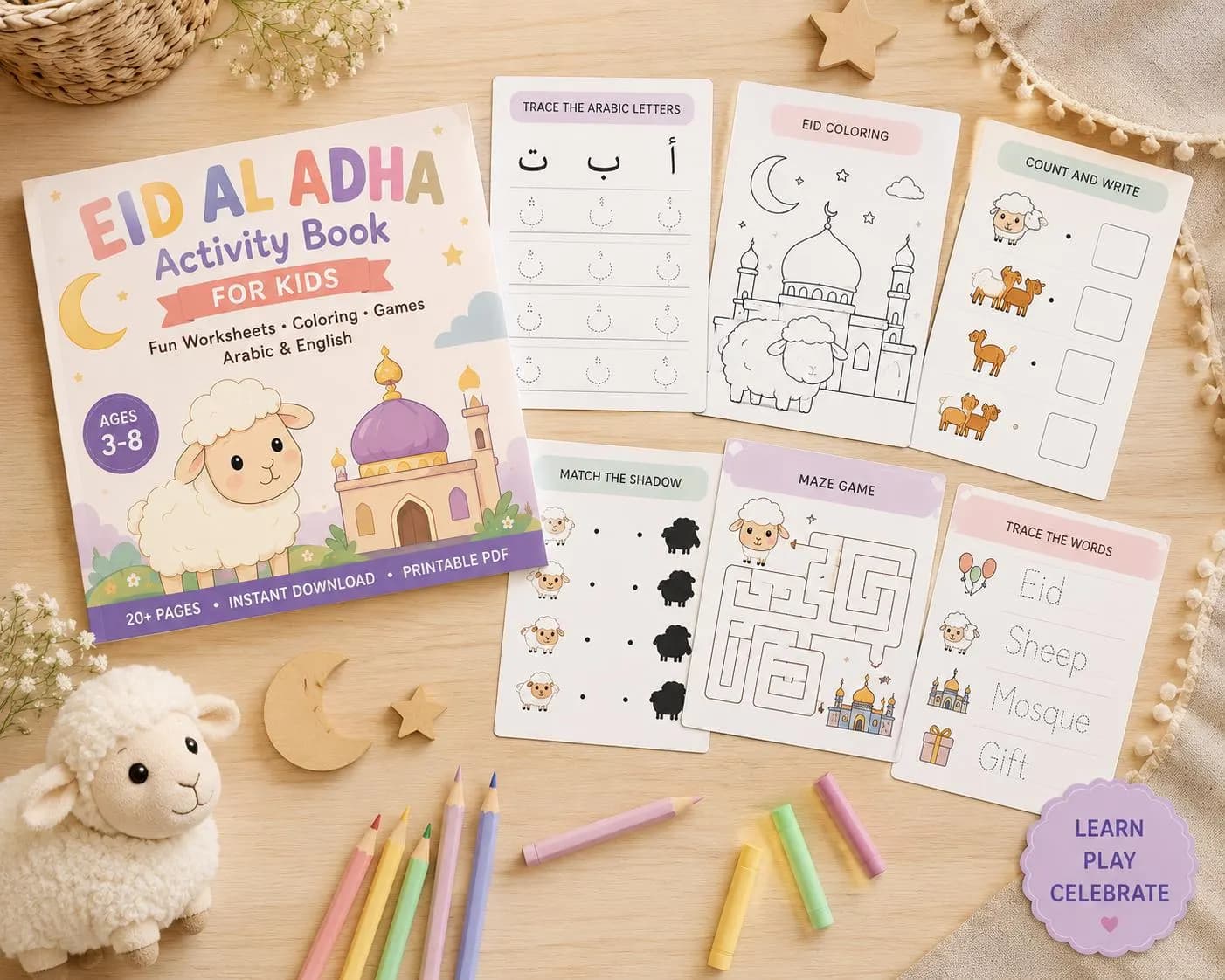 Last Minute Eid al Adha Activities for Kids Printable PDF Arabic English Coloring & Games - image 4