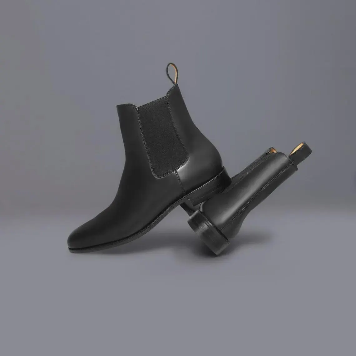 Men's Black Calf Leather Chelsea Boots – Handmade Ankle Dress Boots – Genuine Leather Slip On Boots – Classic Formal Chelsea Footwear - image 3