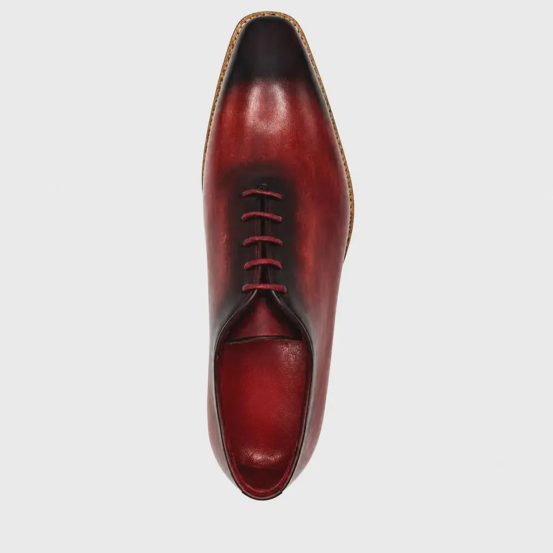 Men’s Burgundy Leather Dress Shoes, Handmade Patina Calfskin Oxford Shoes, Luxury Formal Wedding Shoes, Classic Lace Up Footwear - image 5