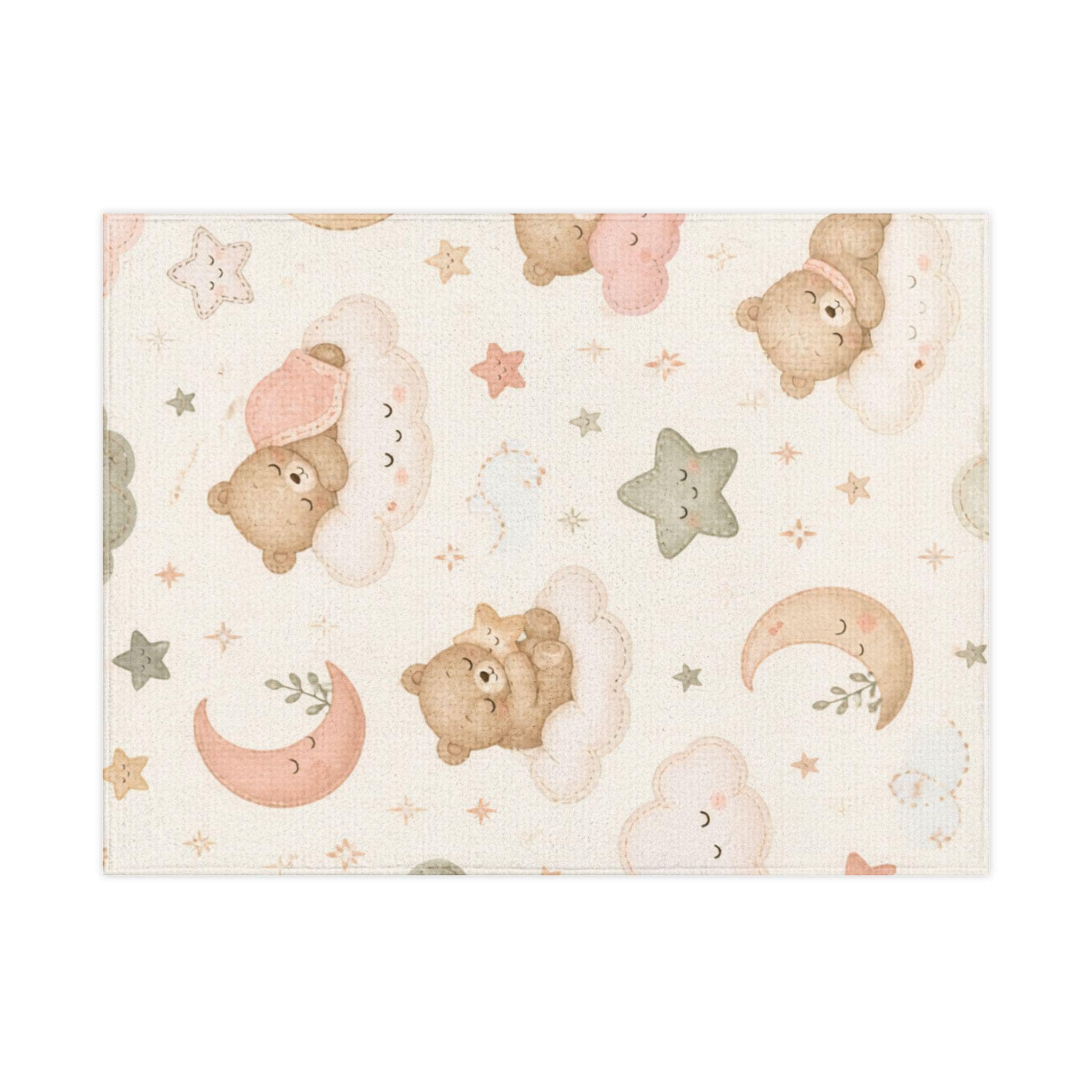 Sleeping Teddy Bears toddler blanket | moon stars clouds nursery print - image 4