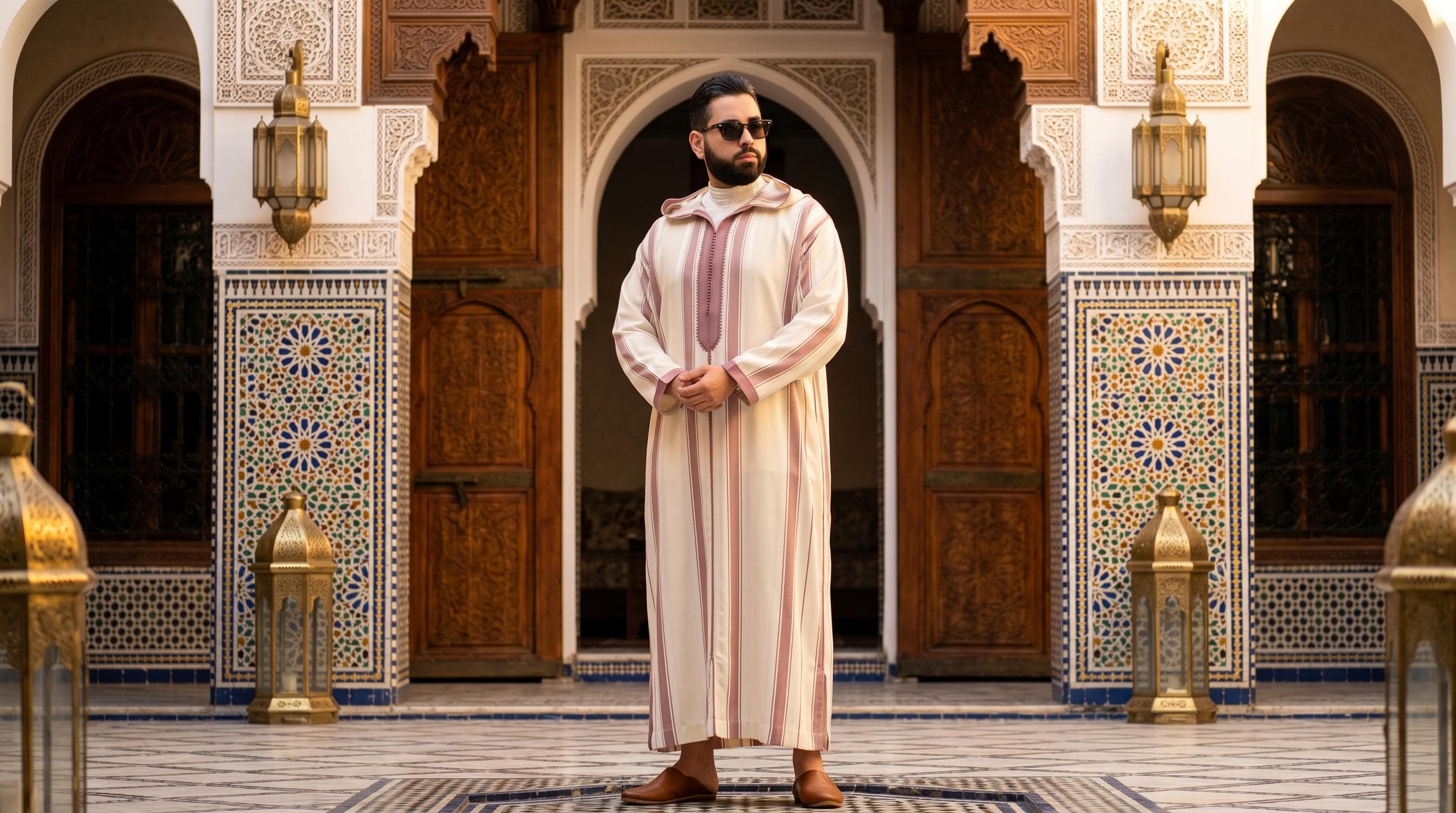 Men's Handmade Wool Djellaba – Traditional Moroccan Hooded Winter Thobe Caftan