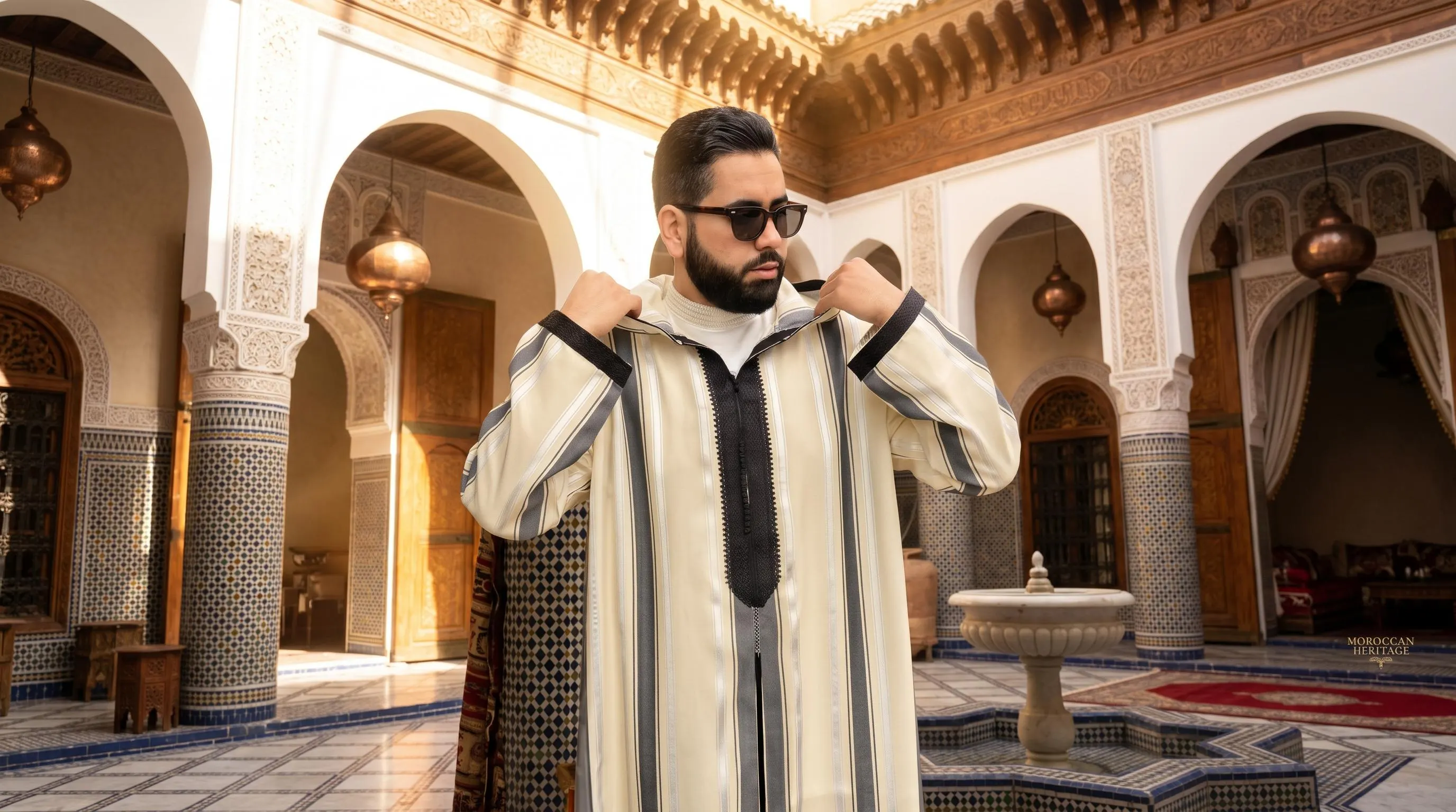 Men's Handmade Wool Djellaba – Traditional Moroccan Hooded Winter Thobe Caftan - image 3