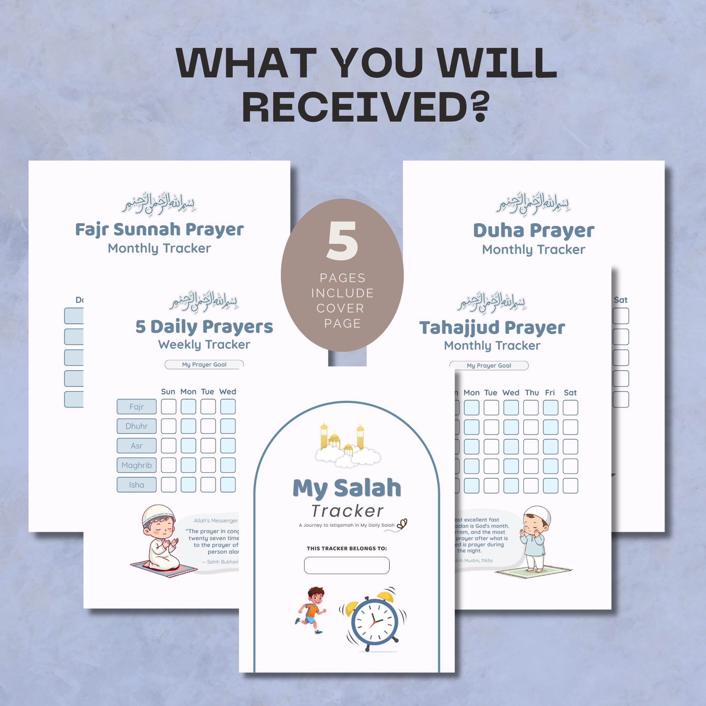 Kids Salah Tracker for Boys | 5 Daily Prayers | Sunnah Prayers | Islamic Prayer Journal | Instant Download - image 5