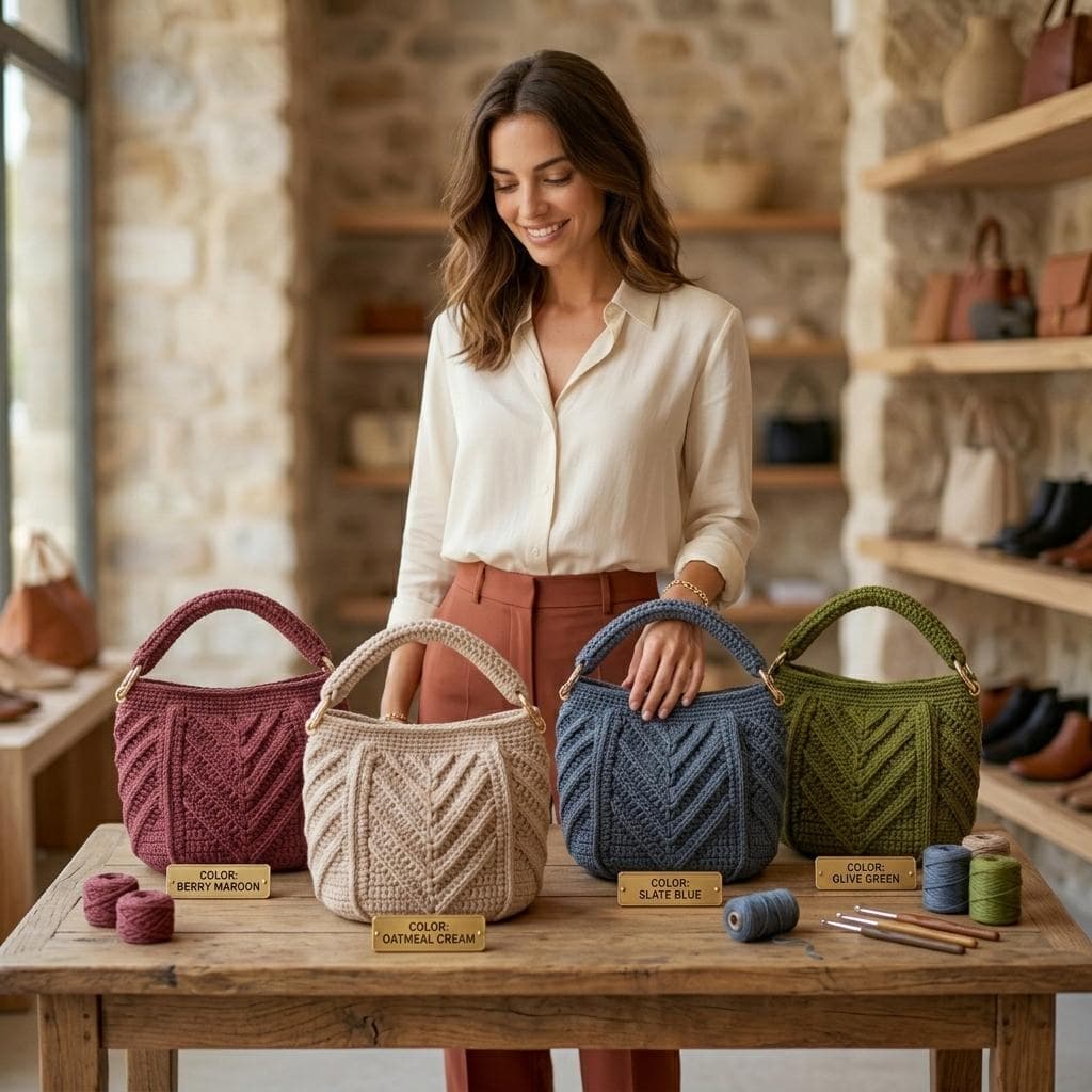 Structured Crochet Bag Pattern, Textured Tote Purse PDF, Beginner Cord Handbag (Digital Download) - image 3