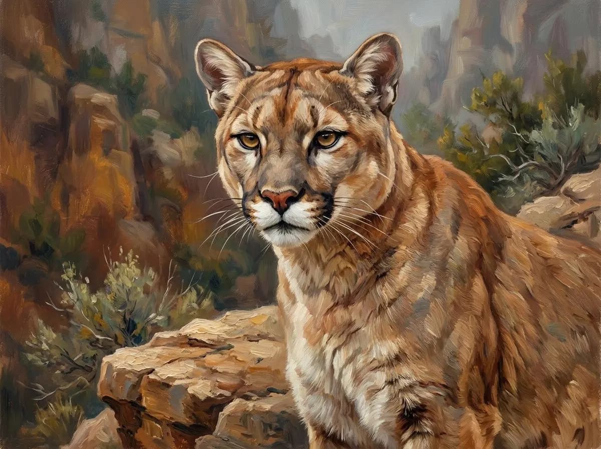 Cougar Oil Painting | Animals & Creatures Wall Art | Handmade Canvas, Made to Order - image 3